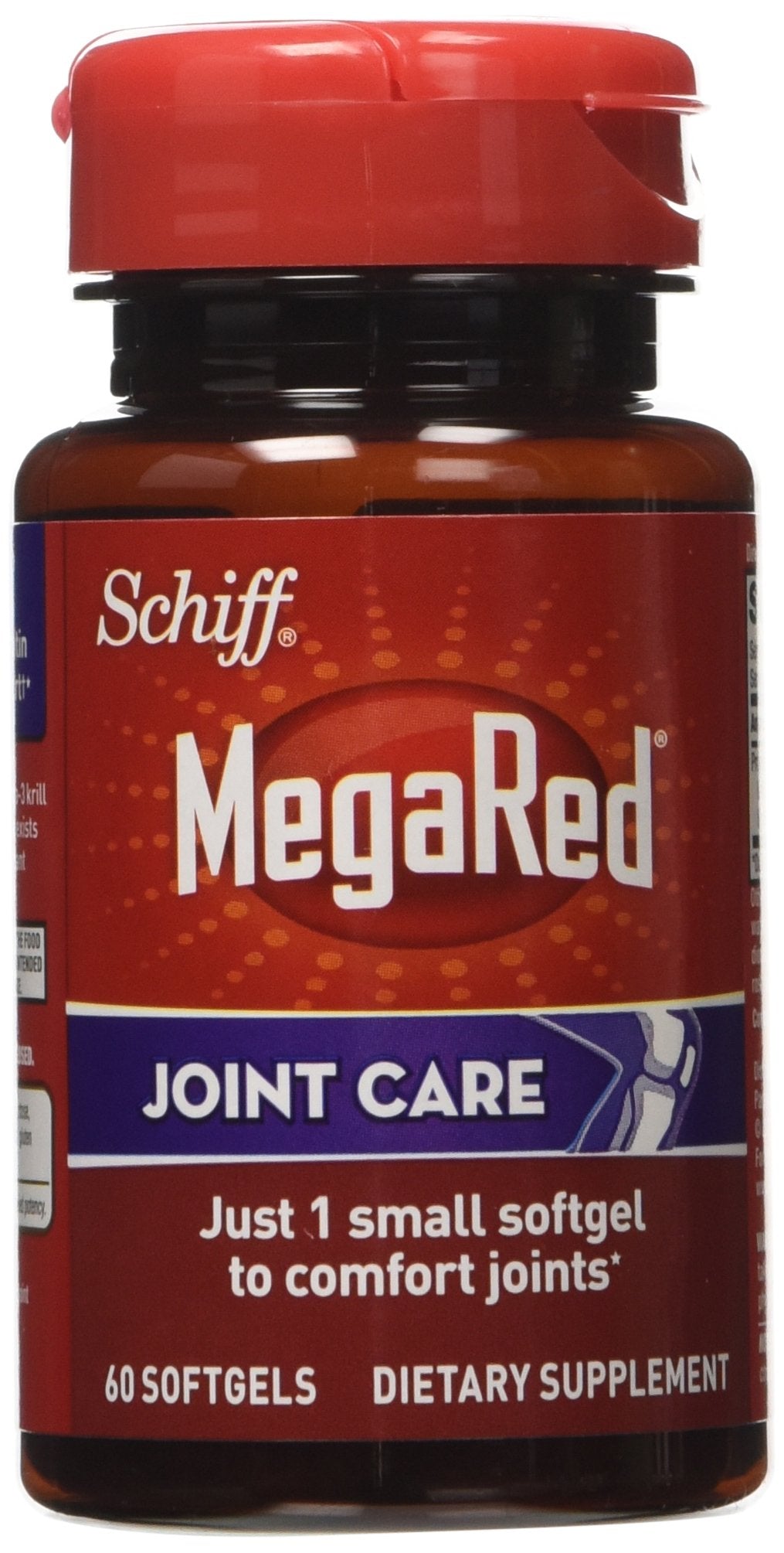 Omega-3 Krill Oil and Joint Supplement - Megared Joint Care 60 softgels - EPA/DHA fatty acids, Antioxidants, Hyaluronic acid, No fishy burp aftertaste as with Fish Oil MegaRed uk supplements
