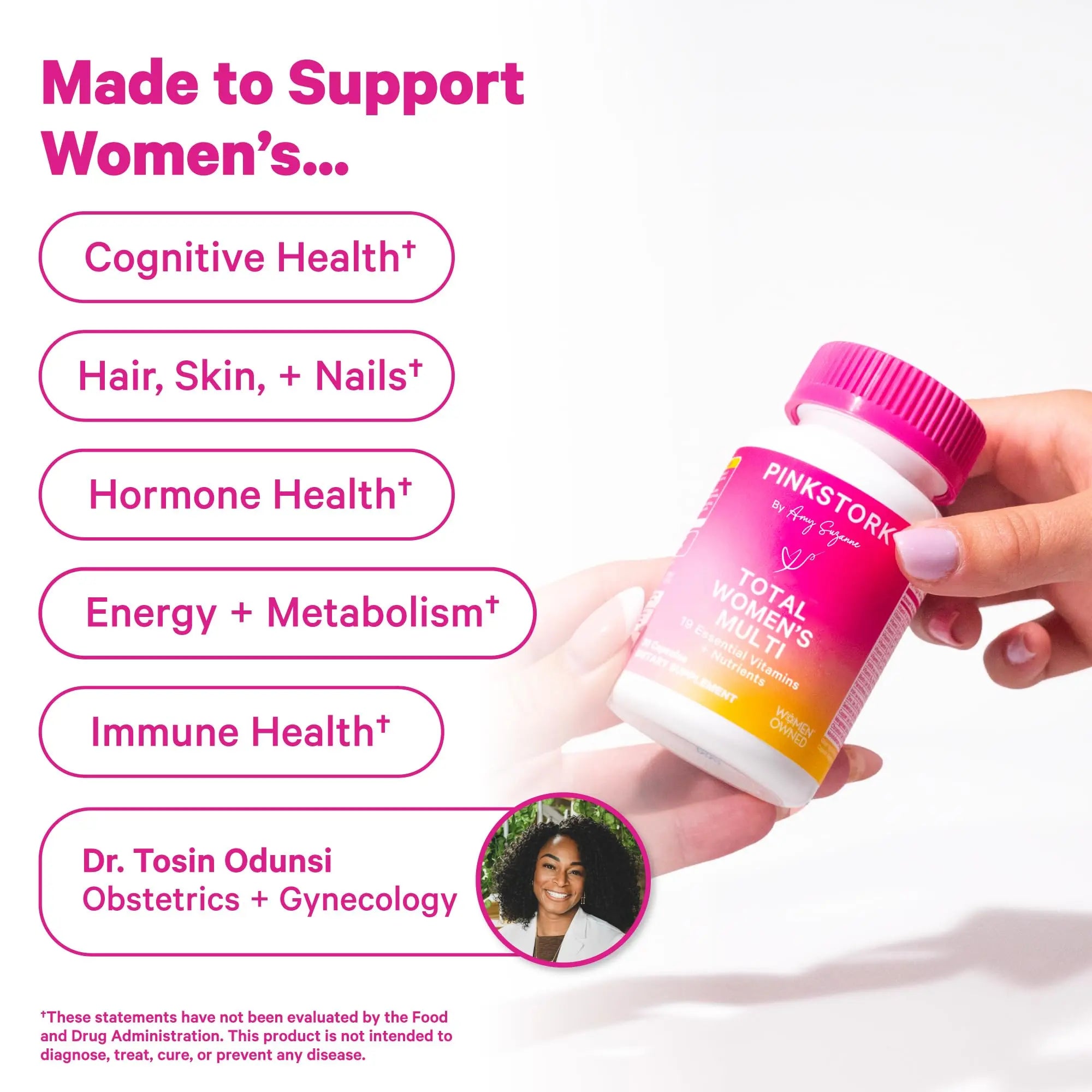 Pink Stork Total Women's Multivitamin - 19 Essential Vitamins for Women & Nutrients – Energy, Metabolism, Hormone, Immune & Mood Support Pink Stork uk supplements