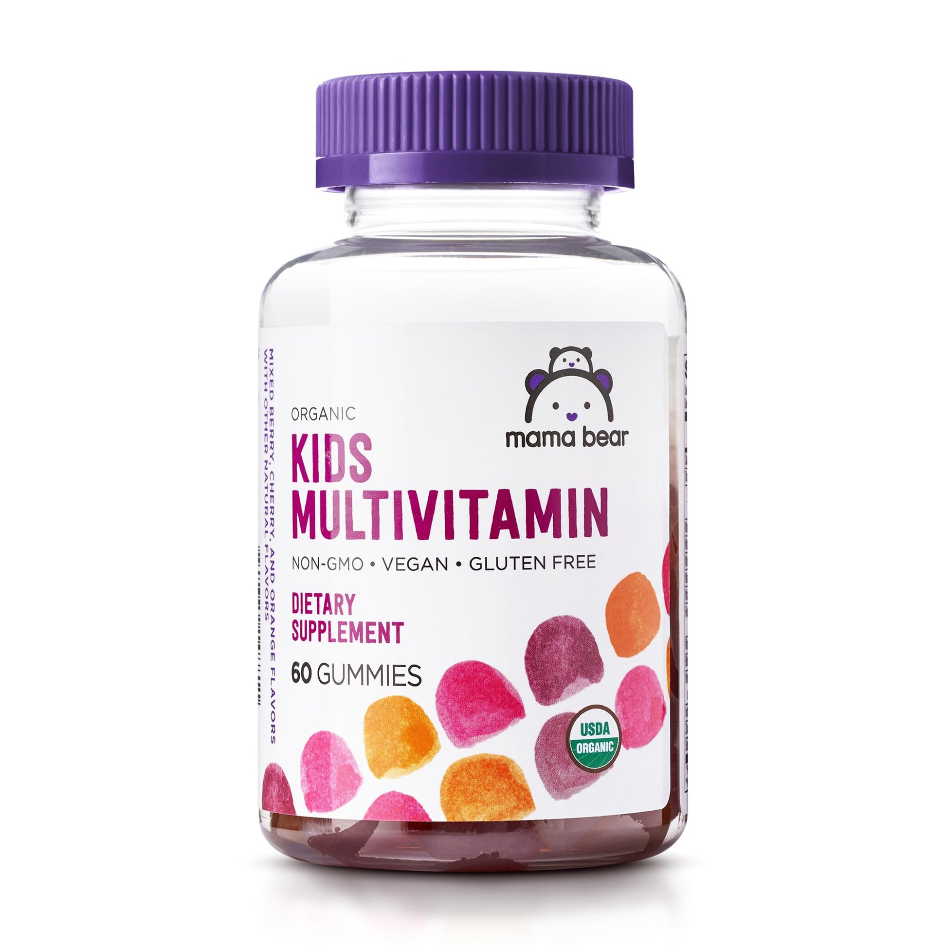 Amazon Brand - Mama Bear Organic Kids Multivitamin, 60 Gummies, 1 Month Supply (Packaging May Vary), Berry, Cherry & Orange Mama Bear uk supplements