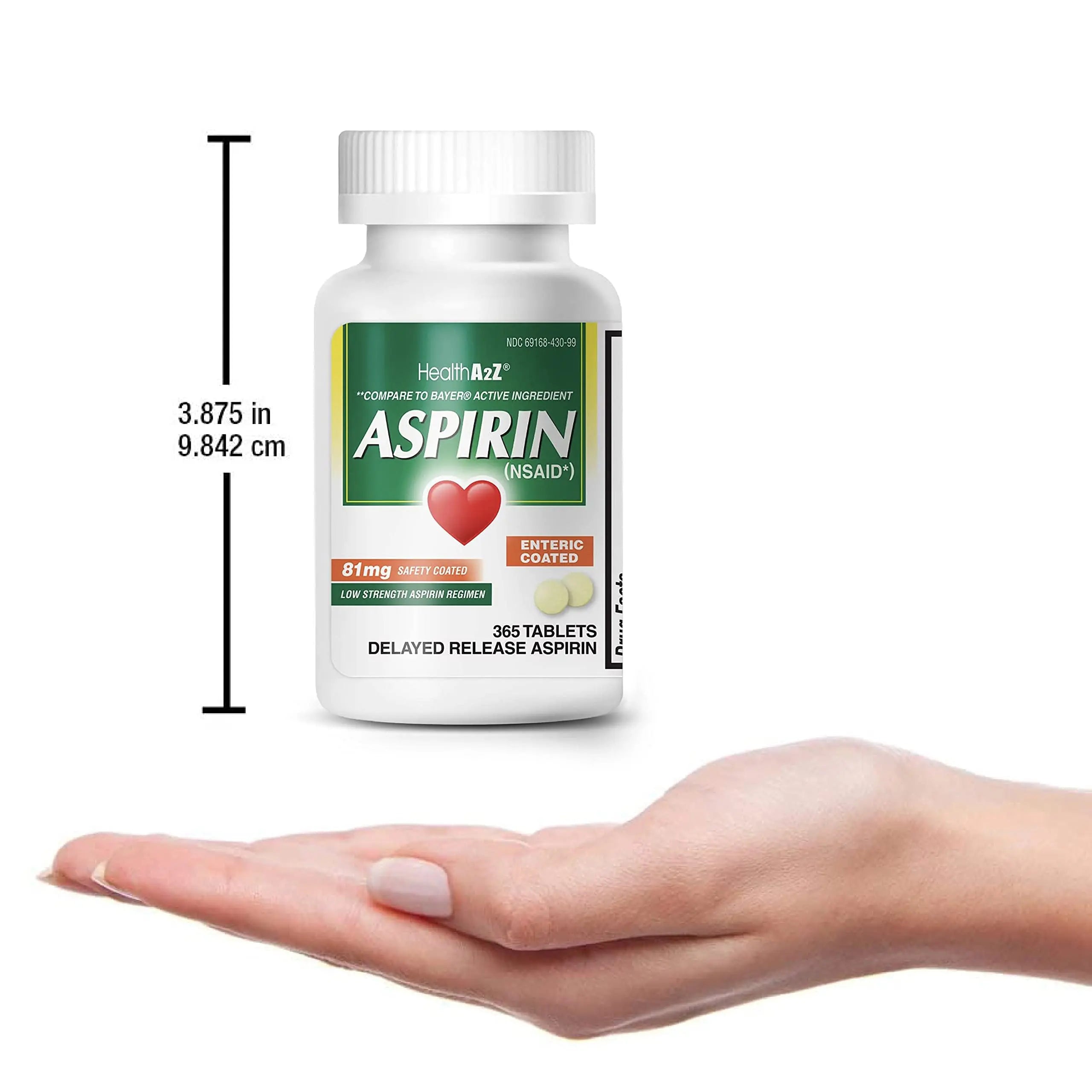 HealthA2Z® Aspirin 81 mg | Low Strength | Enteric Coated | Pain Relief | Reduces Minor Aches Muscle Pain & Cramps | Fever Reducer | Reduces Headache (365 Counts) HealthA2Z uk supplements