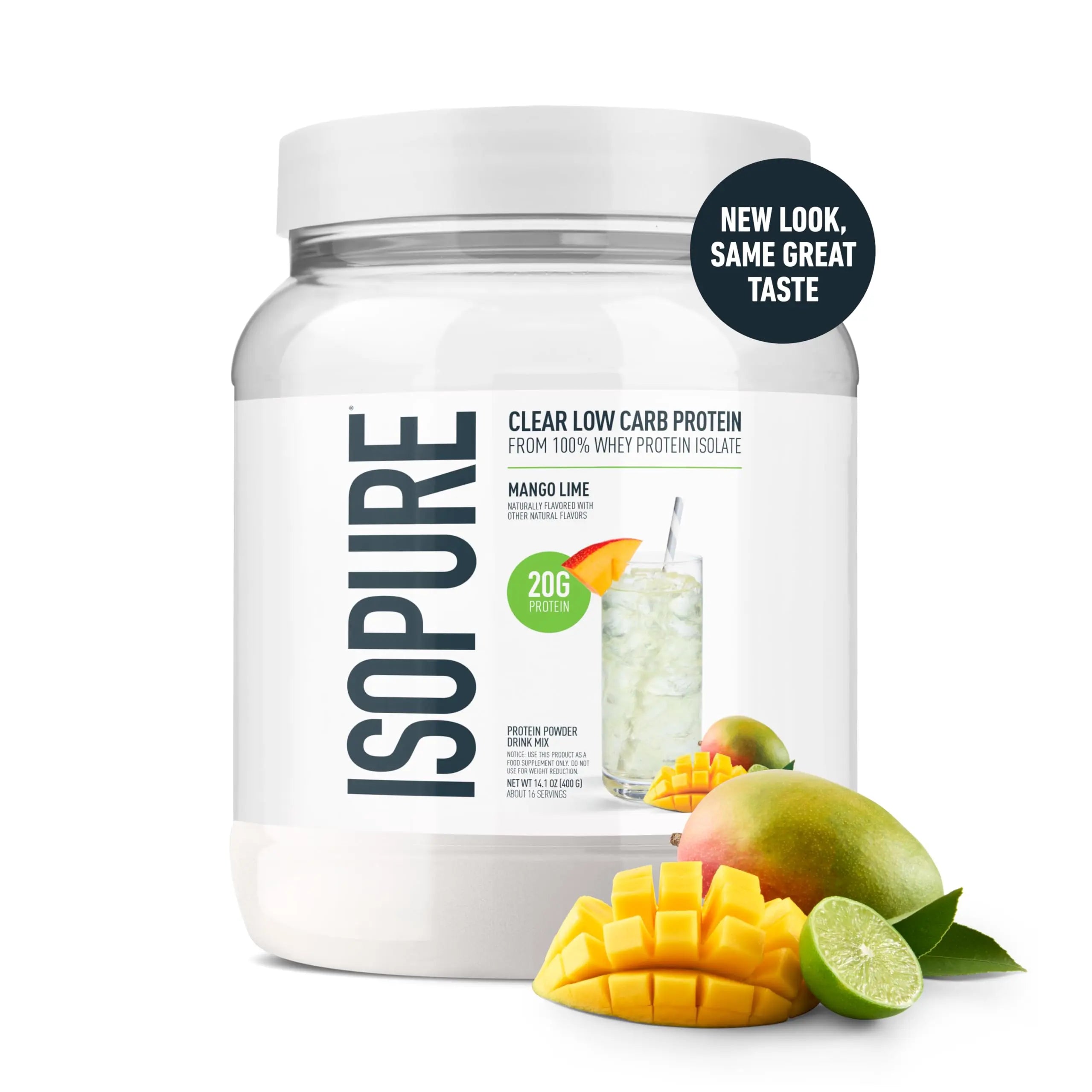 Isopure Clear Whey Isolate Protein Powder, Lactose Free, Gluten Free, Naturally Flavored, Mango Lime, 20g Protein Per Serving, 14.1 Oz, 16 Servings (Packaging May Vary) Isopure uk supplements