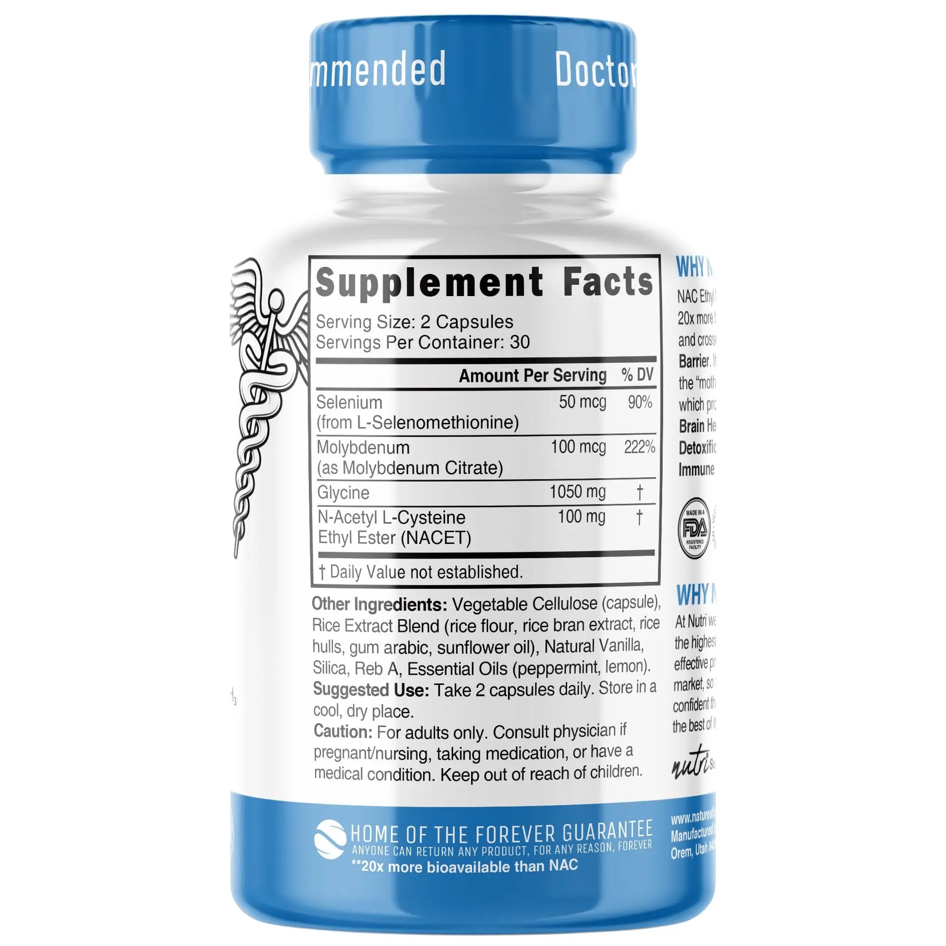 Neuro NAC Supplement N-Acetyl Cysteine Ethyl Ester - 20x More Bioavailable Than NAC 600 mg - Boost Glutathione 10x More Than Liposomal Glutathione Nature's Fusions uk supplements