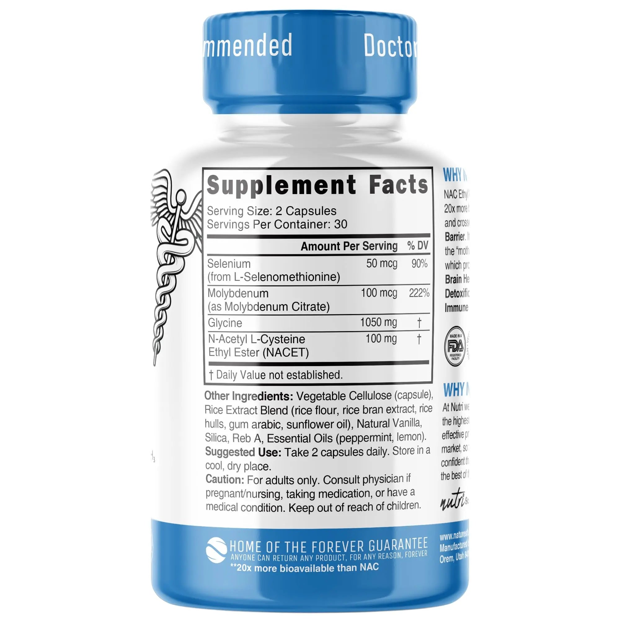 Neuro NAC Supplement N-Acetyl Cysteine Ethyl Ester - 20x More Bioavailable Than NAC 600 mg - Boost Glutathione 10x More Than Liposomal Glutathione Nature's Fusions uk supplements