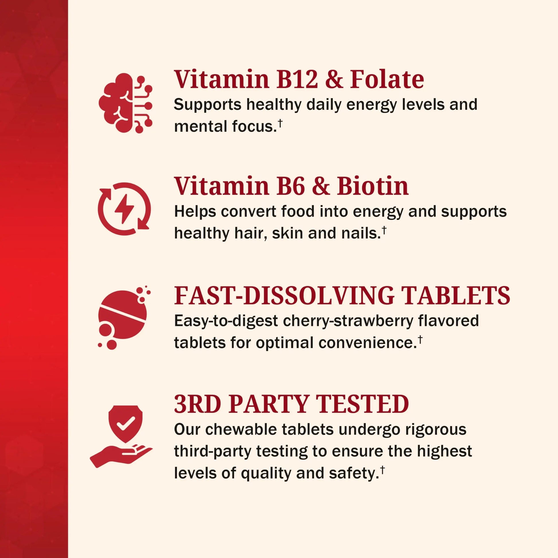 BioSchwartz Bariatric B12 Plus Dissolvable Tablets - 1000mcg Vitamin B12, Vitamin B6, Folate, Biotin - Cherry Strawberry Flavor BioSchwartz uk supplements