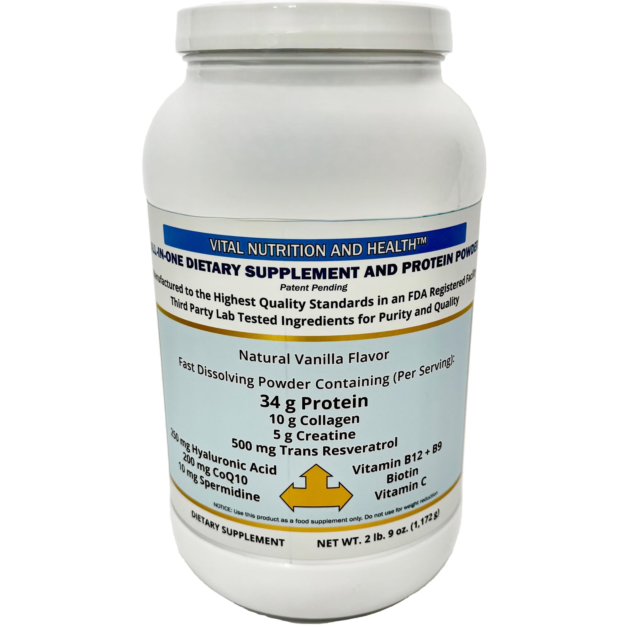 Vital Nutrition and Health All-in-One Powder: Protein, Collagen, Creatine, Resveratrol, Spermidine, Hyaluronic Acid, CoQ10 + Key Vitamins Vital Nutrition and Health uk supplements