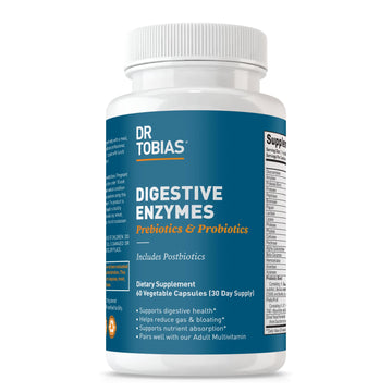 Dr. Tobias Digestive Enzymes with Probiotics, Prebiotics and Postbiotics Bromelain, Amylase, Lipase, for Better Digestion & Immune Function, 60 Capsules, 30 Servings (2 Daily) Dr. Tobias uk supplements