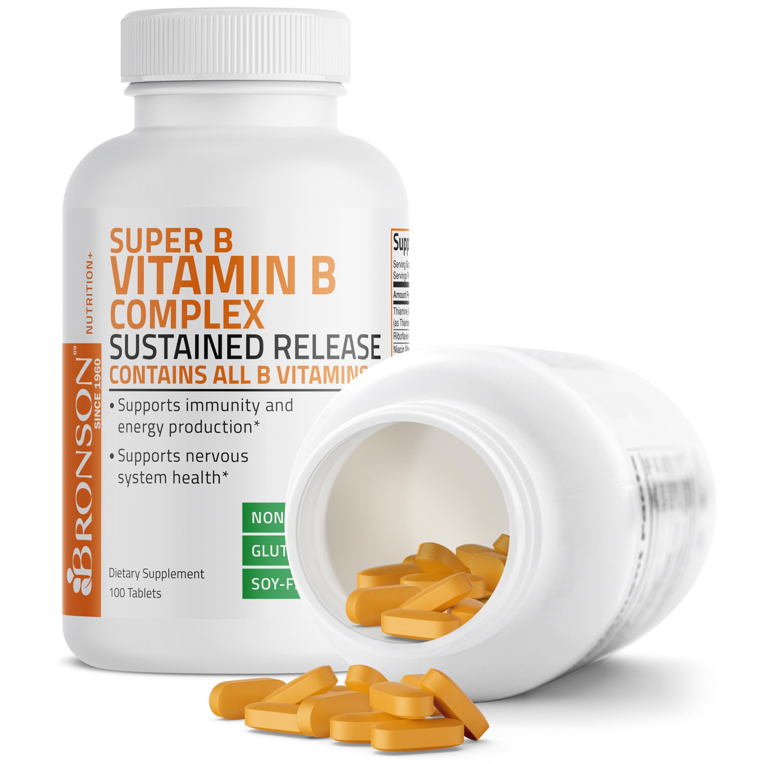Bronson Super B Vitamin B Complex Sustained Slow Release Vitamin B1, B2, B3, B6, B9 Bronson uk supplements