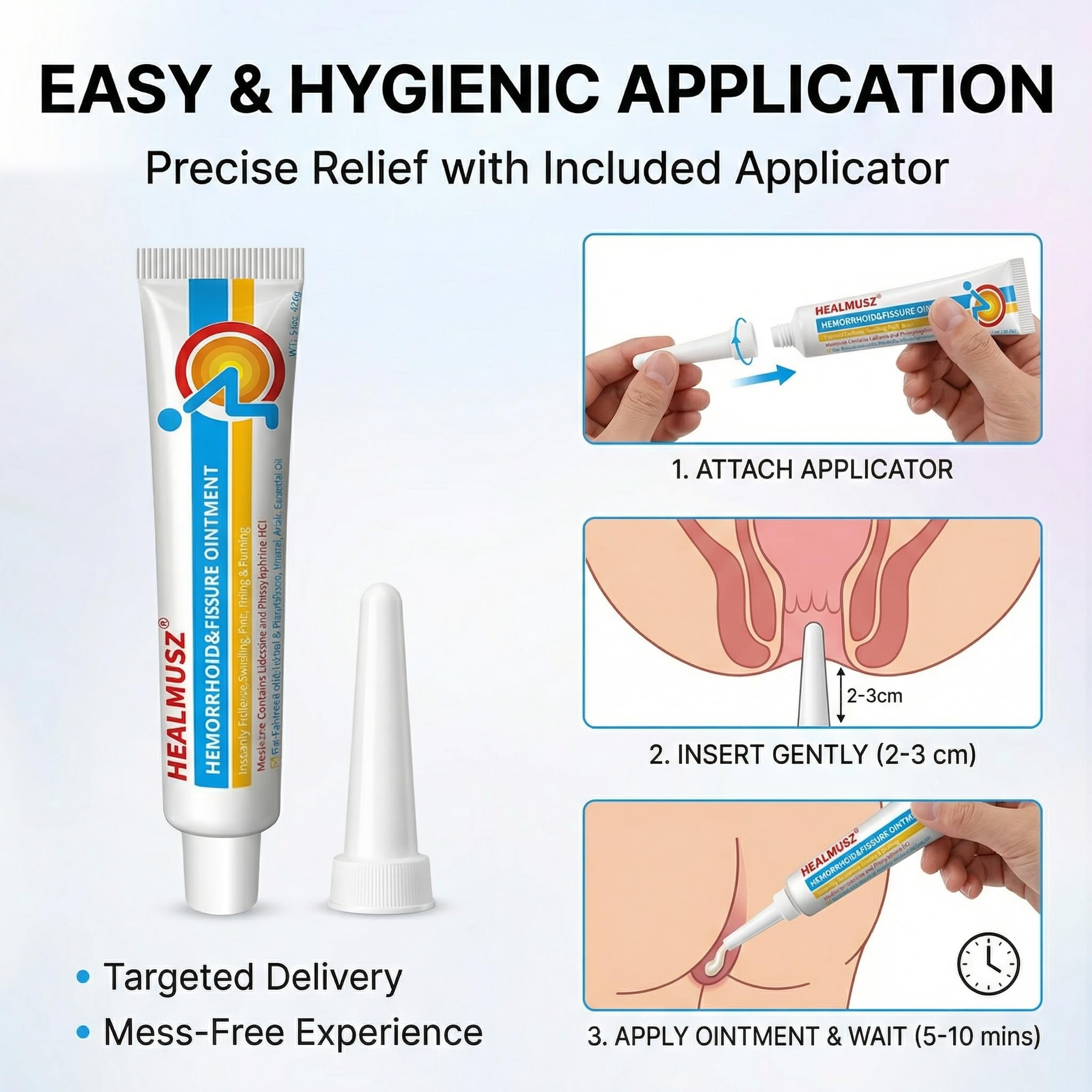 HEALMUSZ Hemorrhoid & Fissure Ointment,with 4% Lidocaine and Phenylephrine HCl,Fast Relief for Pain, Swelling, Discomfort & Itching | 1.5 oz HEALMUSZ uk supplements