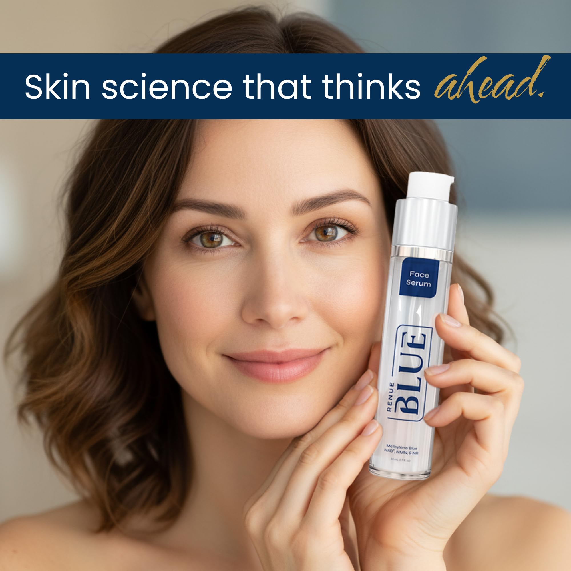 Renue Blue Methylene Blue Face Serum - Liposomal NAD+ Complex and Nutrients for Skin Rejuvenation, Deep Hydration, and Anti-Aging Support Renue By Science uk supplements