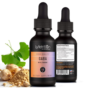Lyfetrition GABA with L-Theanine, Ginkgo Biloba (Salisburia biloba) Extract, Organic Peruvian MACA Root (Lepidium meyenii) Extract, 118 ml, 4 FL Oz Liquid, 220 Servings, Made in USA, Quick Absorption Lyfetrition uk supplements