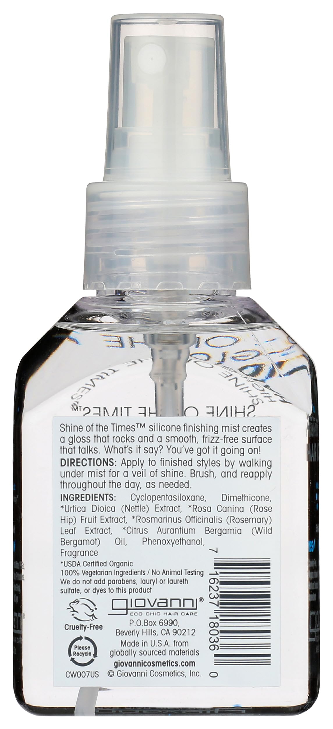 GIOVANNI Shine of the Times Finishing High-Gloss Hair Mist - Anti Frizz Hair Products, Color Safe, Salon Quality, Cruelty-Free, No Parabens, Infused with Natural Botanical Ingredients - 4.3 oz GIOVANNI uk supplements