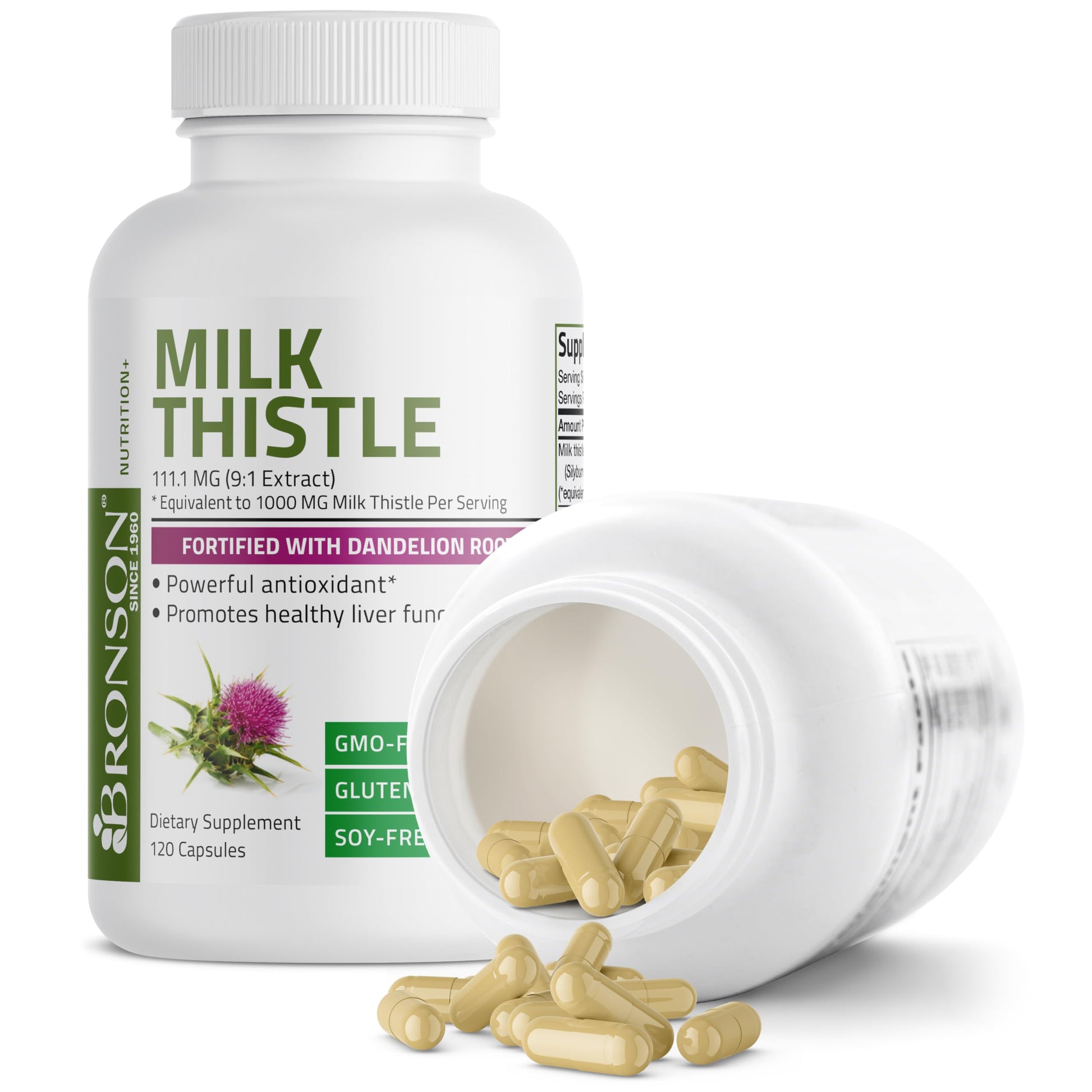 Bronson Milk Thistle Silymarin Marianum & Dandelion Root Liver Health Support Bronson uk supplements