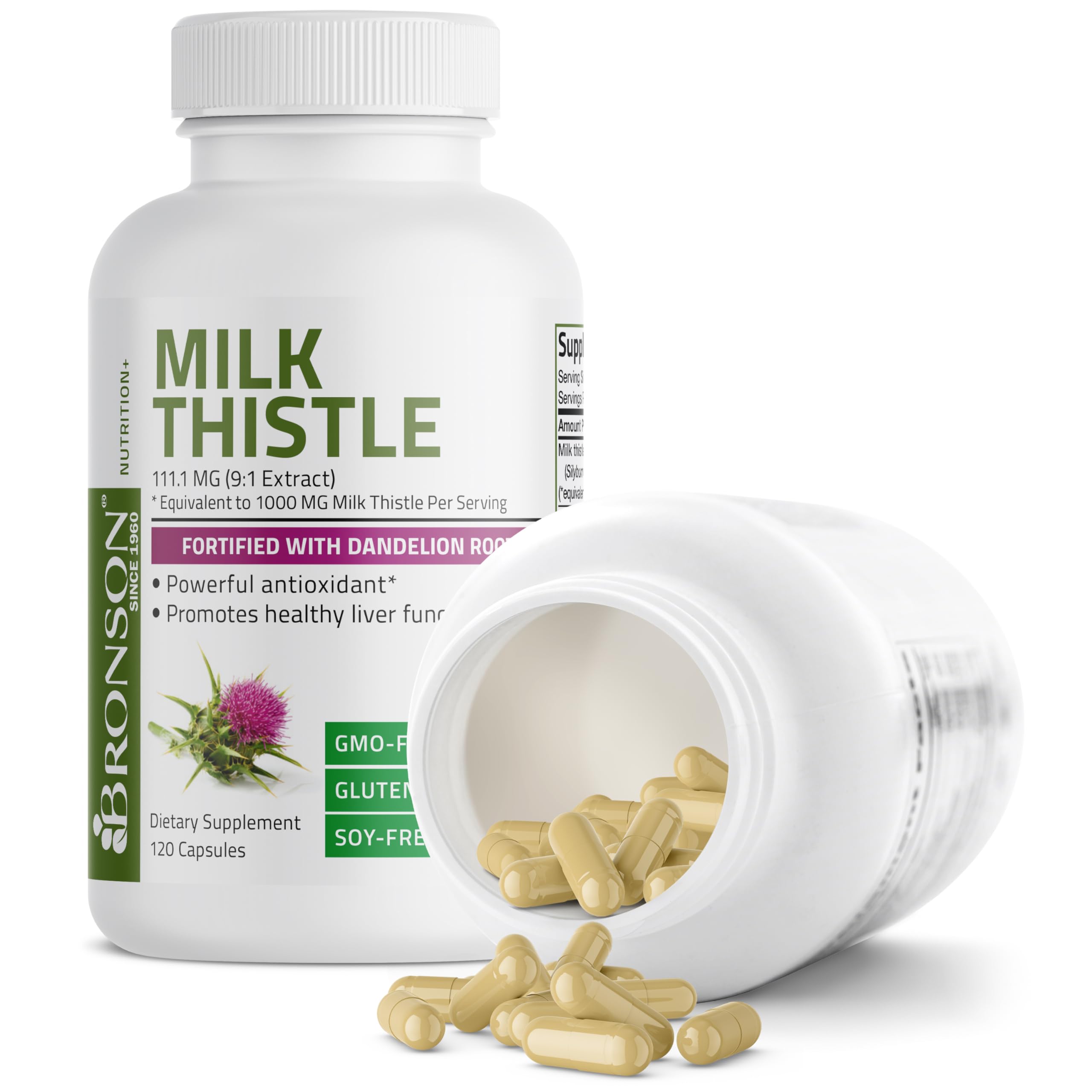 Bronson Milk Thistle Silymarin Marianum & Dandelion Root Liver Health Support Bronson uk supplements