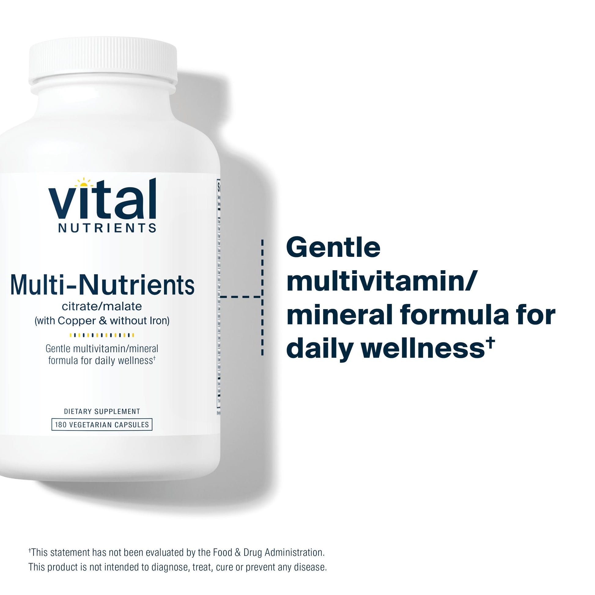 Vital Nutrients - Multi-Nutrients 2 - Citrate/Malate Formula (with Copper and Without Iron) - Multi-Vitamin/Mineral, Potent Antioxidants, Gentle Bioavailable Form - 180 Vegetarian Capsules per Bottle Vital Nutrients uk supplements