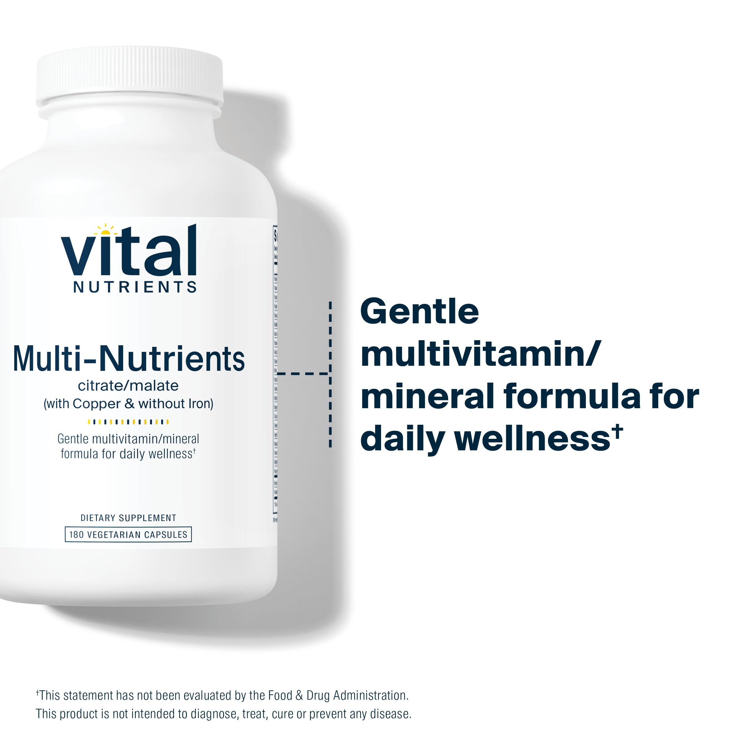 Vital Nutrients - Multi-Nutrients 2 - Citrate/Malate Formula (with Copper and Without Iron) - Multi-Vitamin/Mineral, Potent Antioxidants, Gentle Bioavailable Form - 180 Vegetarian Capsules per Bottle Vital Nutrients uk supplements