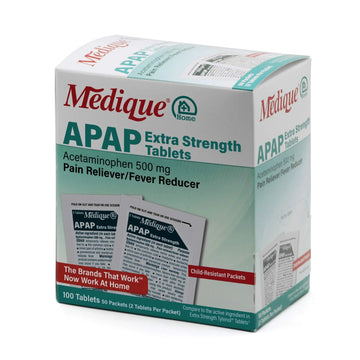 Medique @ Home 70433 Extra Strength APAP Tablets, Non-Aspirin, 50 Packets (2 Tablets per Packet) Total-100 Count Medique uk supplements