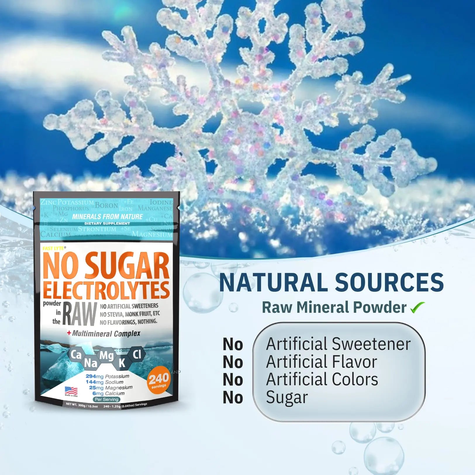 FAST LYTE No Sugar Electrolytes Powder in the Raw | Mix in Coffee, Soup, Juice, Water, Smoothies, Broth, Anything | No Sweeteners or Flavorings | Keto & Sugar Free | Non-GMO & Vegan FAST LYTE uk supplements