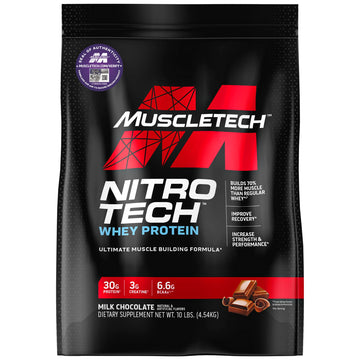 Muscletech Whey Protein Powder (Milk Chocolate, 10 Pound) - Nitro-Tech Muscle Building MuscleTech uk supplements