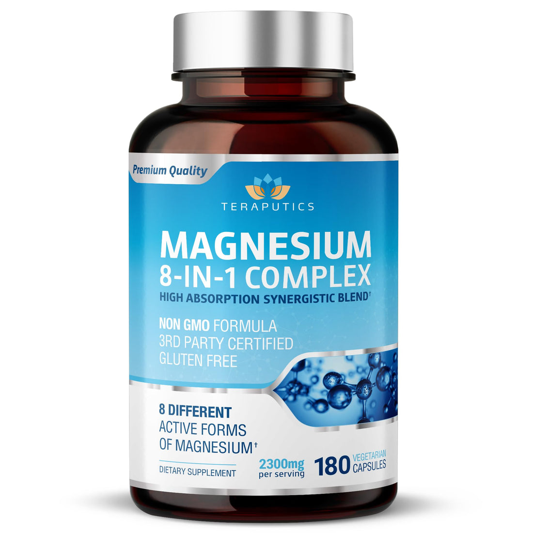 8 in 1 Magnesium Complex for Women & Men 426mg | 180 Vegan Capsules | MAG-8 Blend: Citrate, Bisglycinate, Malate, & More | Non-GMO Magnesio Complex Supplement | Provides 100% Daily Recommended Value Teraputics uk supplements