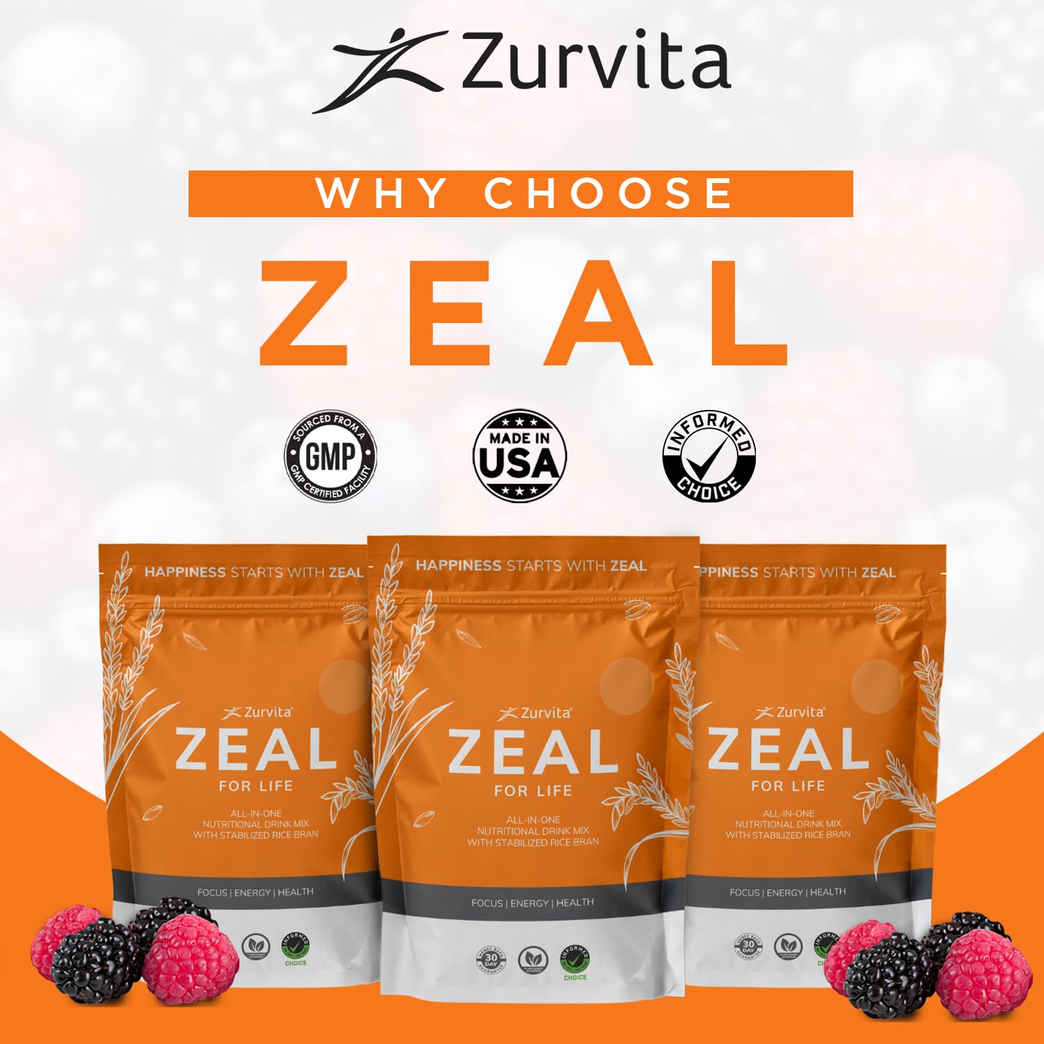 Zurvita - Zeal for Life Wellness Drink Mix - Wild Berry (Classic) Flavor - Gluten-Free, Vegan, with Vitamins and Minerals - 10 Single Packets Zurvita uk supplements