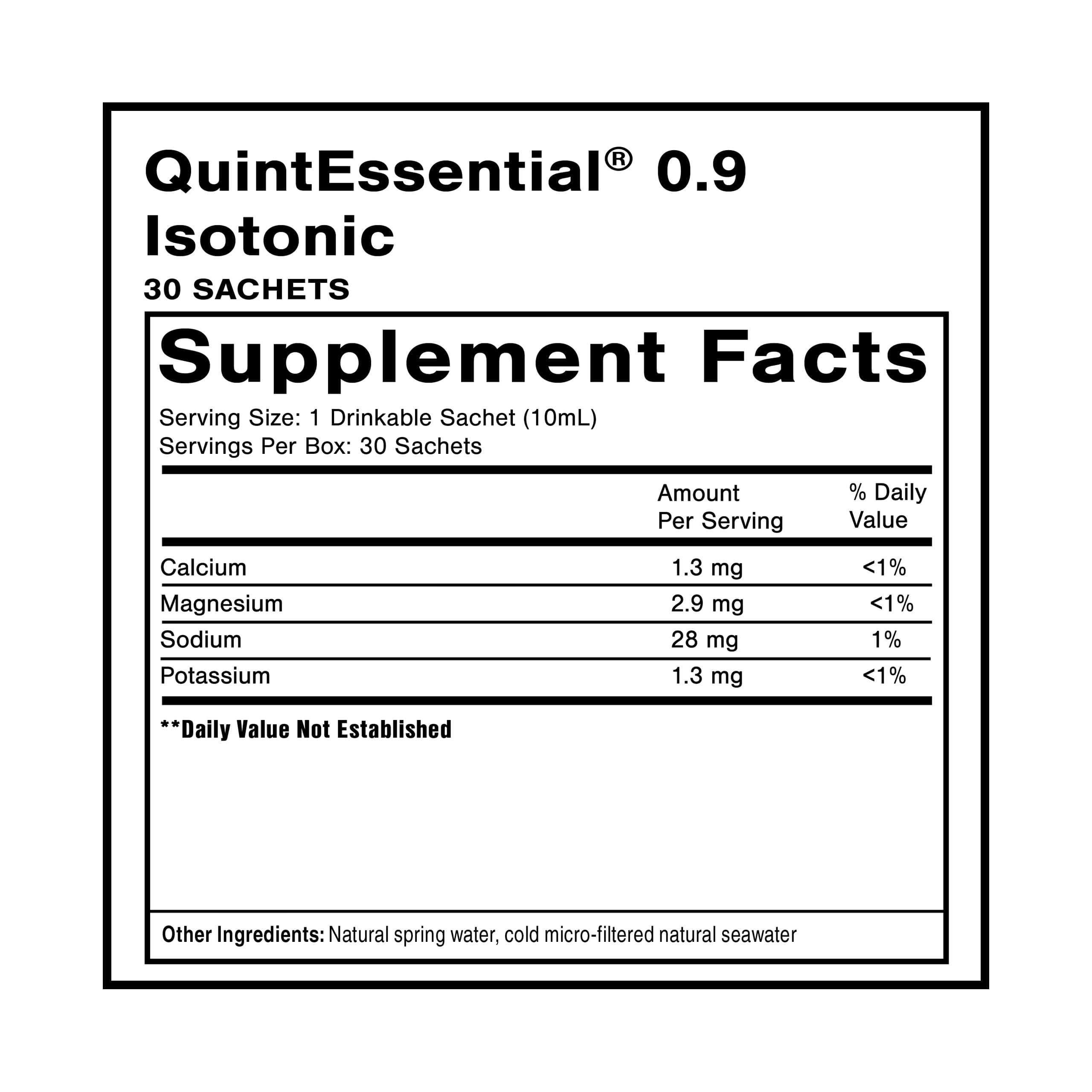 Quicksilver Scientific Quintessential 0.9 Sachets - Isotonic Solution with Sea Water Minerals + Alpine Spring - Liquid Hydration, Electrolyte + Multi Minerals Supplement (30 Count) Quicksilver Scientific uk supplements