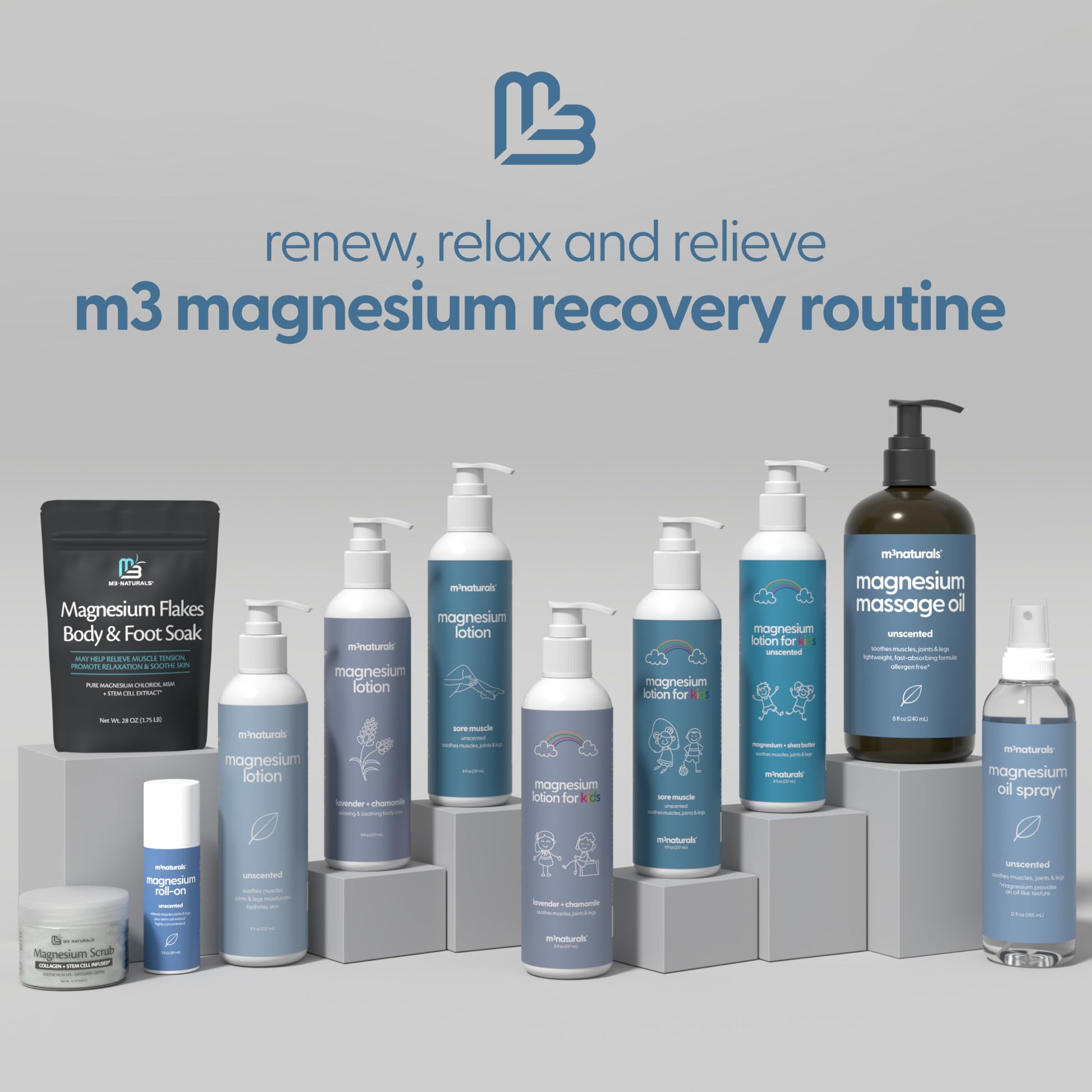 Magnesium Roll On for Adults & Kids, Easy Application for Sore Muscles, Feet, Joints and Leg Cramps, Helps with Sleeping and Post-Workout Recovery, for Sensitive Skin, 3 fl oz, by M3 M3 Naturals uk supplements
