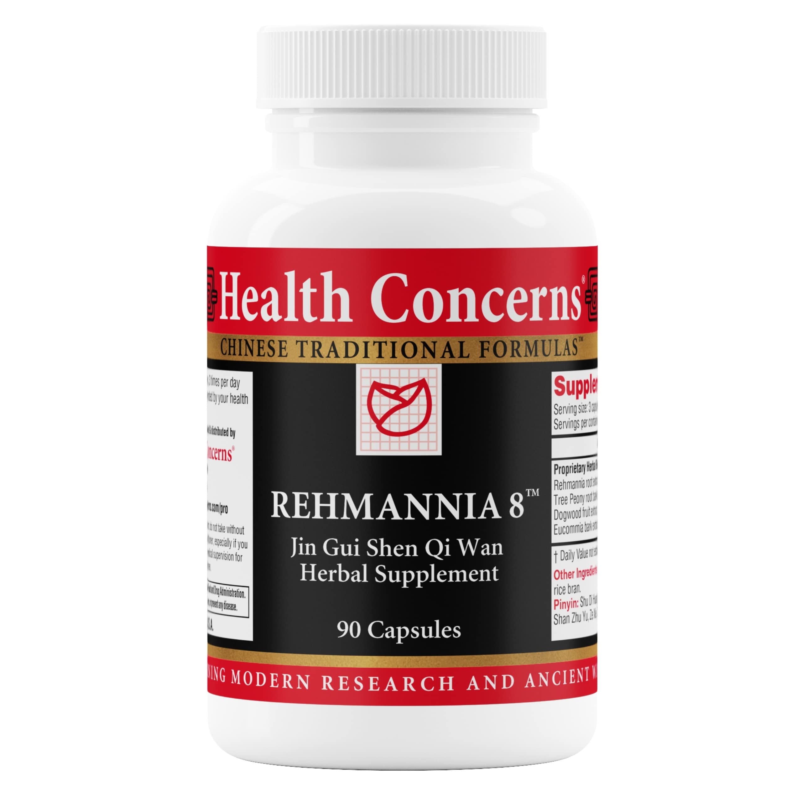 Health Concerns Rehmannia 8 - Kidney Cleanse Detox & Repair Supplement - Back Discomfort & Urinary Tract Health for Women & Men - Traditional Chinese Herbal Formula for Backaches - 90 Capsules Health Concerns uk supplements