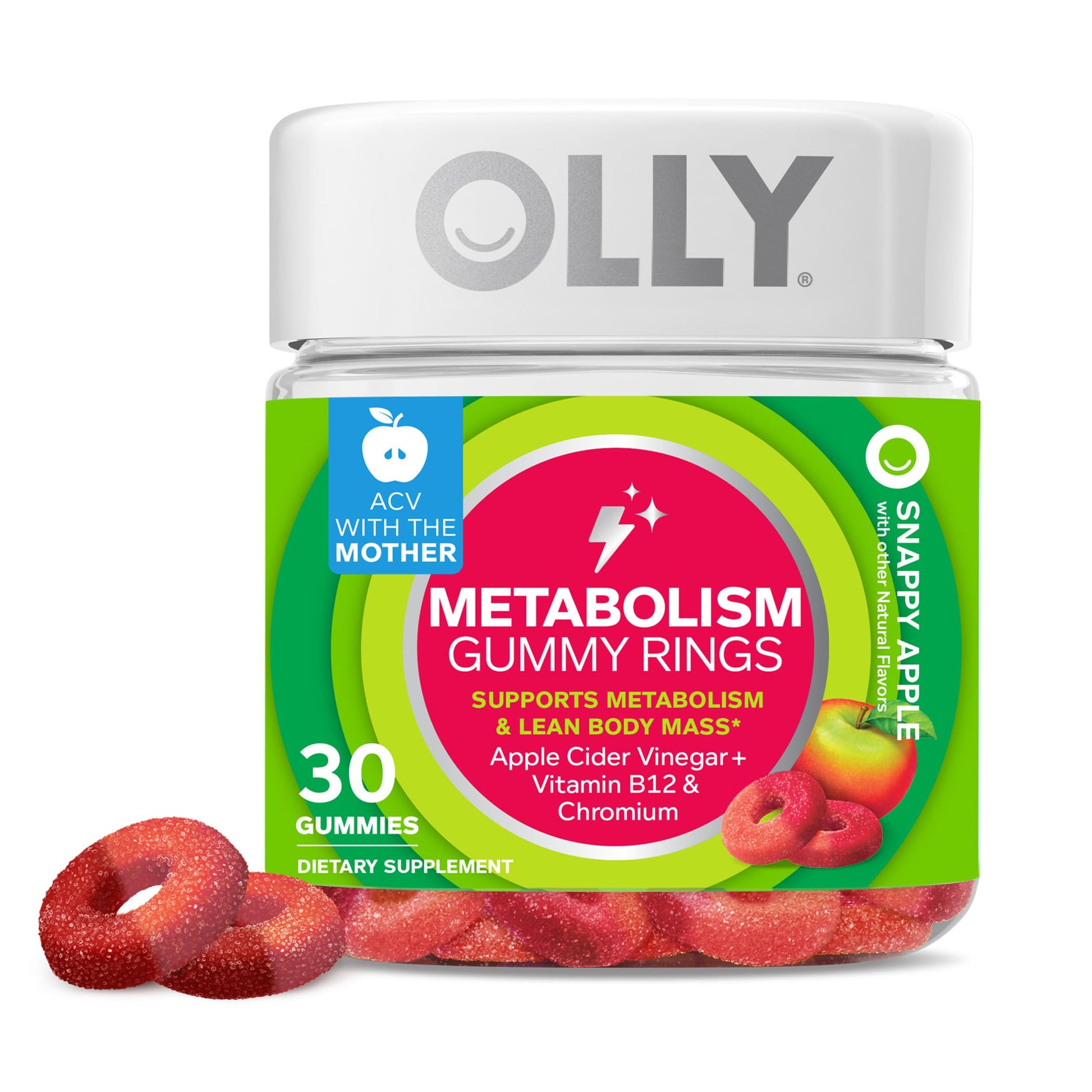 OLLY Metabolism Gummy Rings, Apple Cider Vinegar, Vitamin B12, Chromium, Energy OLLY uk supplements