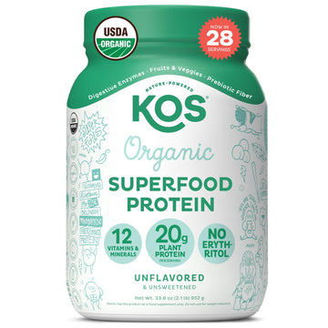 KOS Vegan Protein Powder, Unflavored & Unsweetened - Low Carb Pea Protein Blend KOS uk supplements
