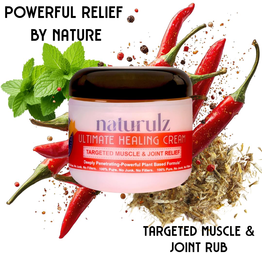 Naturulz Ultimate Healing Cream 4 ounce All-Natural Extra Strength Muscle Rub & Joint Topical for Back, Neck & Shoulder Discomfort with Arnica, Calendula & Capsaicin. 'NO JUNK' Extra Strength Formula. Naturulz uk supplements