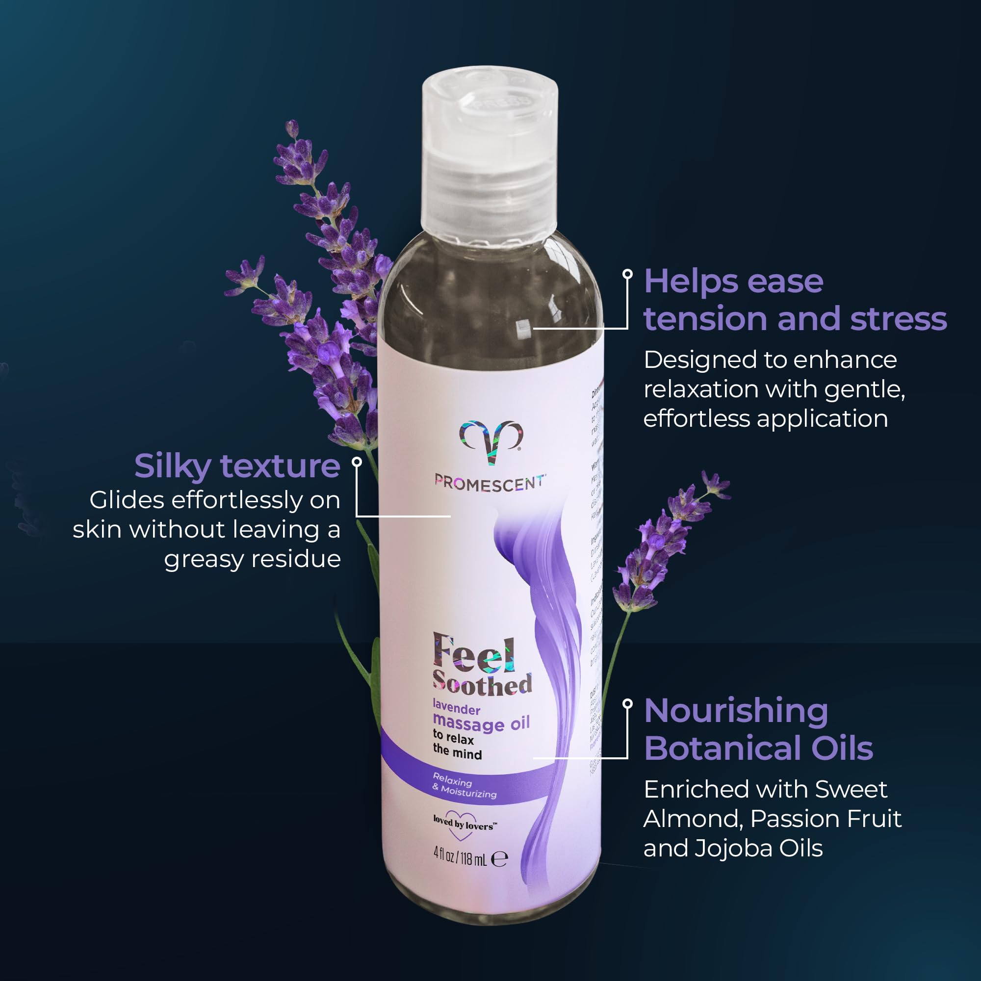 Promescent Lavender Massage Oil for Massage Therapy, Massage Oils for Date Night, Premium Lavender Body Oil for Men & Women to Relieve Stress & Sore Muscles, Essential Oils for Skin (4 oz) Promescent uk supplements