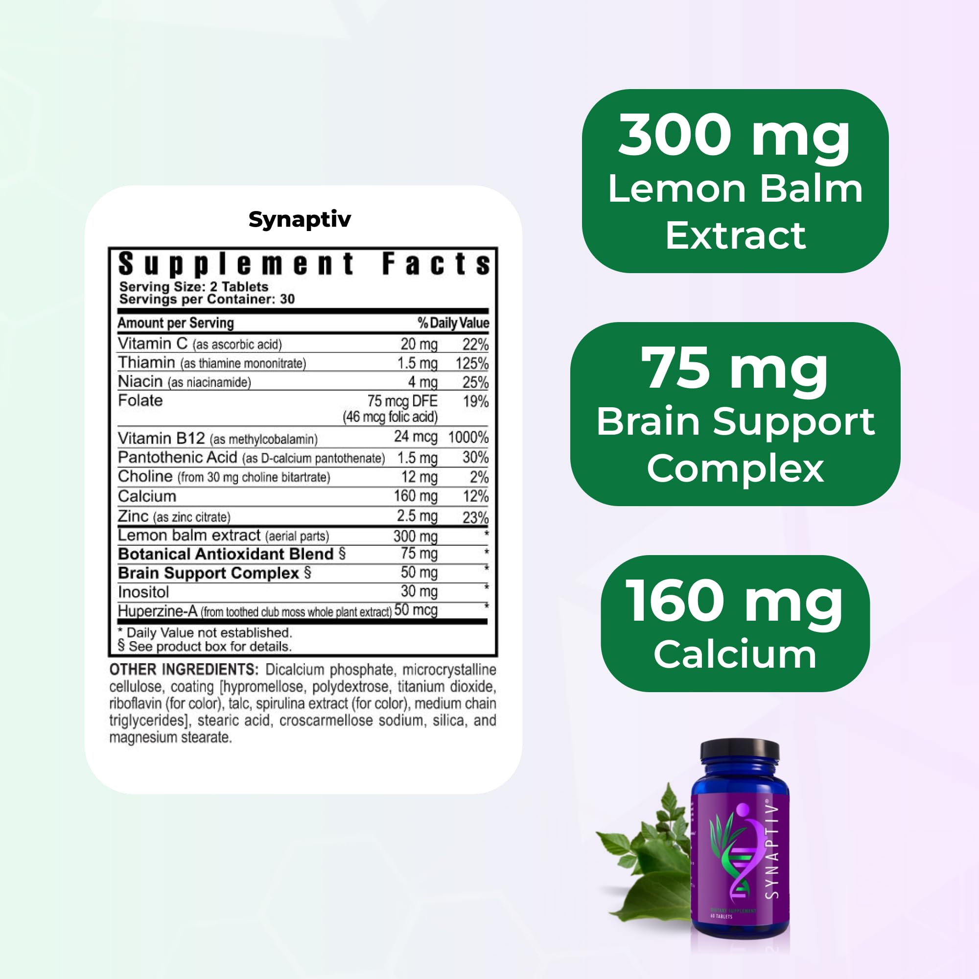 Youngevity Synaptiv™ Brain Support - 12in1 - Ginkgo, Huperzine, Bacopa, Quercetin and More - with Potent Antioxidant Blend + Vitamins - 60 Tablets (Pack of 1) Youngevity uk supplements
