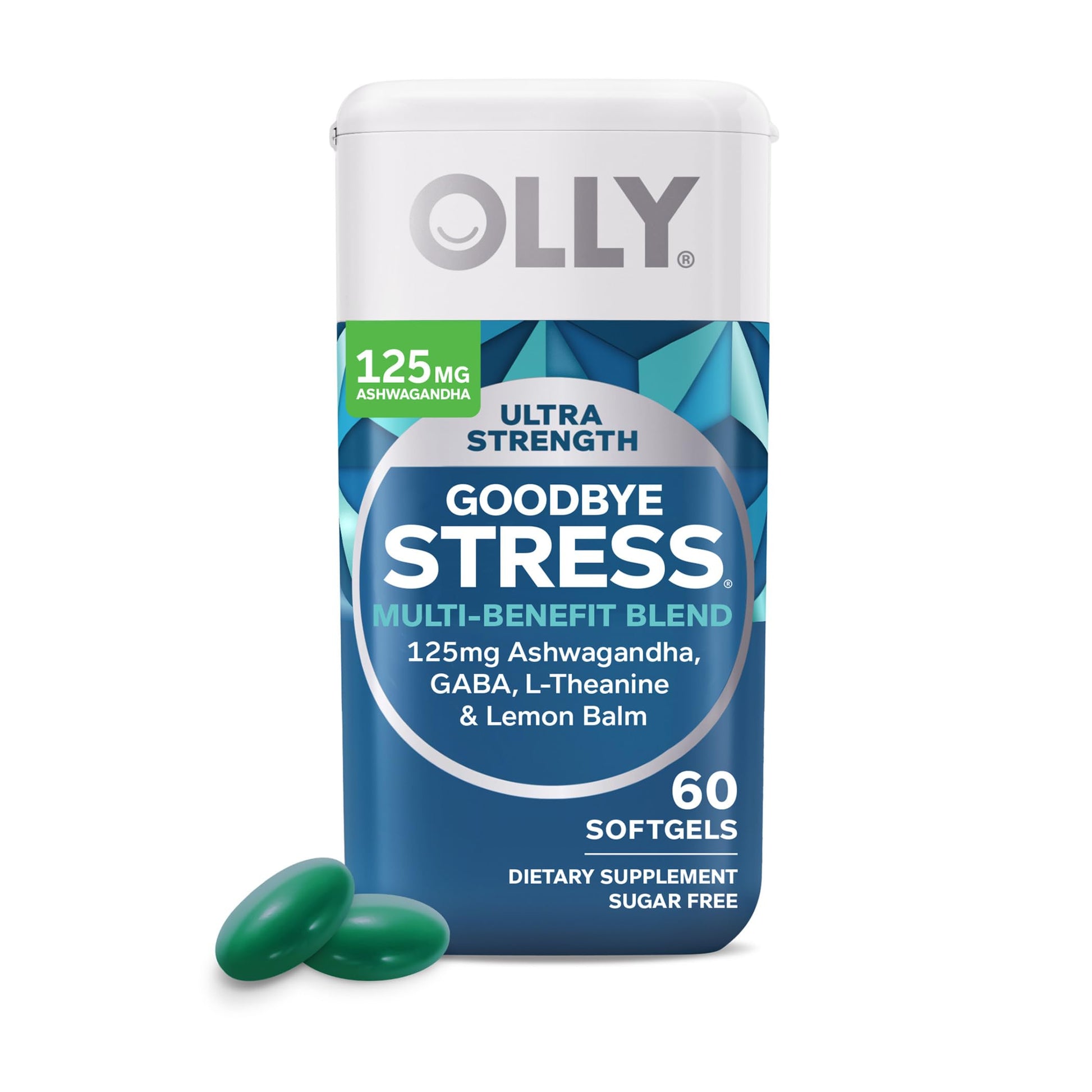 OLLY Ultra Strength Goodbye Stress Softgels 60 Count & Laser Focus Gummy 36 Count Brain Support Supplement Bundle OLLY uk supplements