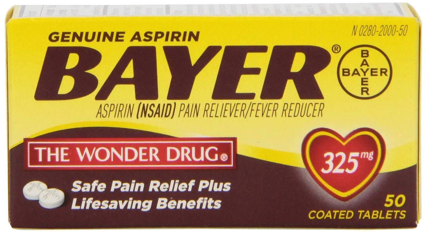 Genuine Bayer Aspirin 325mg Tablets, 50-Count (Pack of 2) Bayer uk supplements