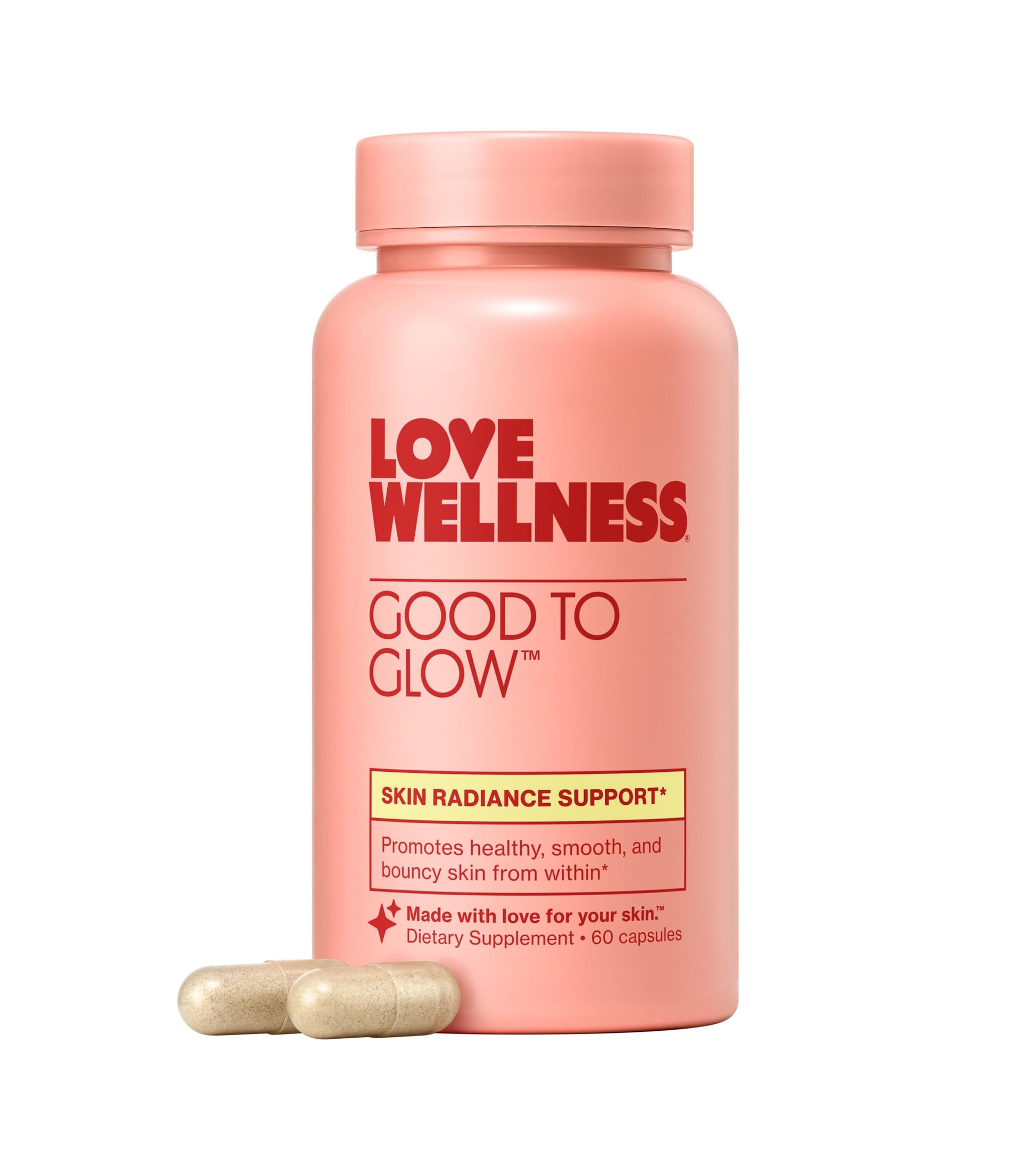 Love Wellness Good to Glow | Collagen Supplement with Biotin, Vitamin C, E, Ashwagandha & Zinc | Promotes Smooth, Glowing & Clear Skin | Enhances Smoothness & Promotes Healthy Skin | 60 Count Love Wellness uk supplements