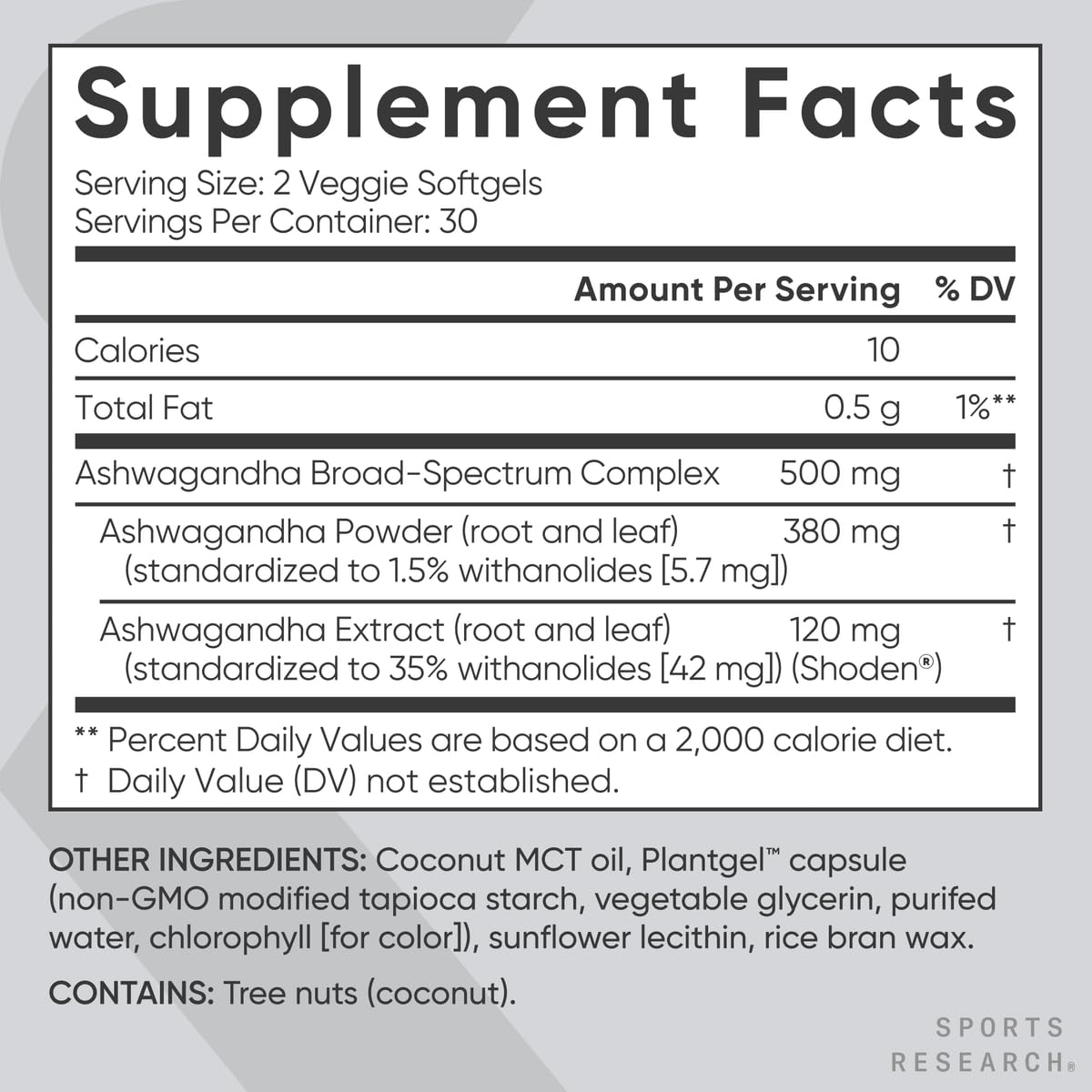 Sports Research® Ashwagandha Softgels with Coconut MCT Oil - Natural Adaptogen Made with Shoden® Ashwa for Relaxation, Calm & Sleep Support - Gluten Free & Vegan Friendly - 60 Count Sports Research uk supplements