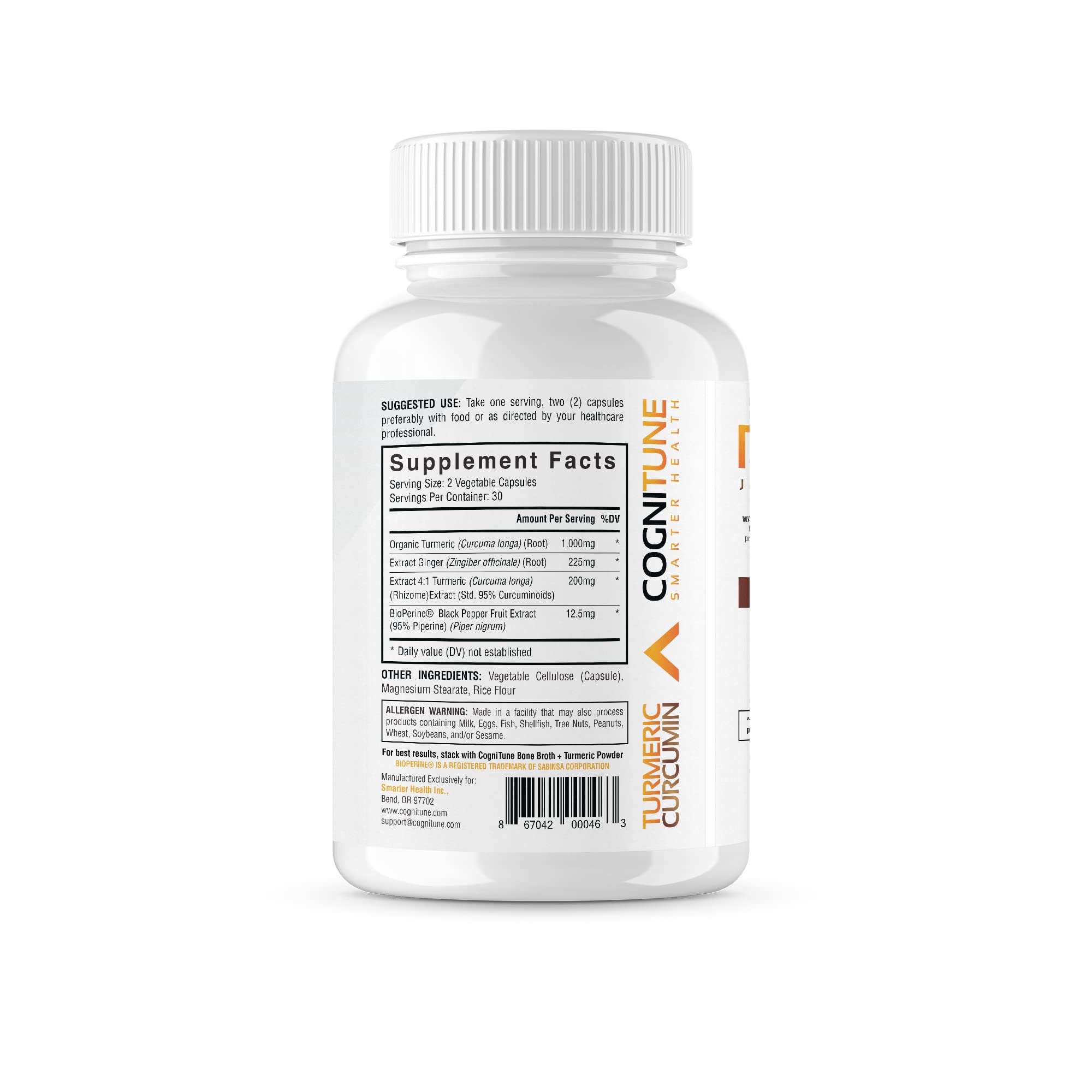 Organic Turmeric & Ginger Capsules - Turmeric Curcumin with Ginger & BioPerine, 95% Curcuminoids - Joint, Digestion, Immunity Support, Black Pepper Extract for Increased Absorption CogniTune uk supplements