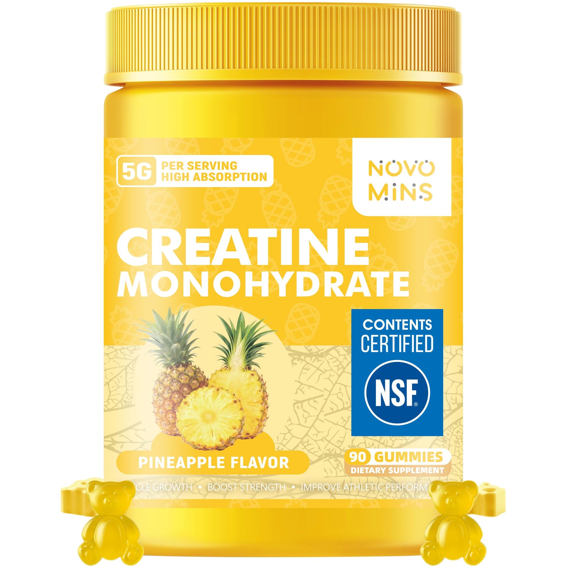novomins Creatine Monohydrate Gummies for Men & Women, Chewables Creatine Monohydrate for Muscle Strength, Muscle Builder, Energy Boost, Pre-Workout Supplement novomins uk supplements