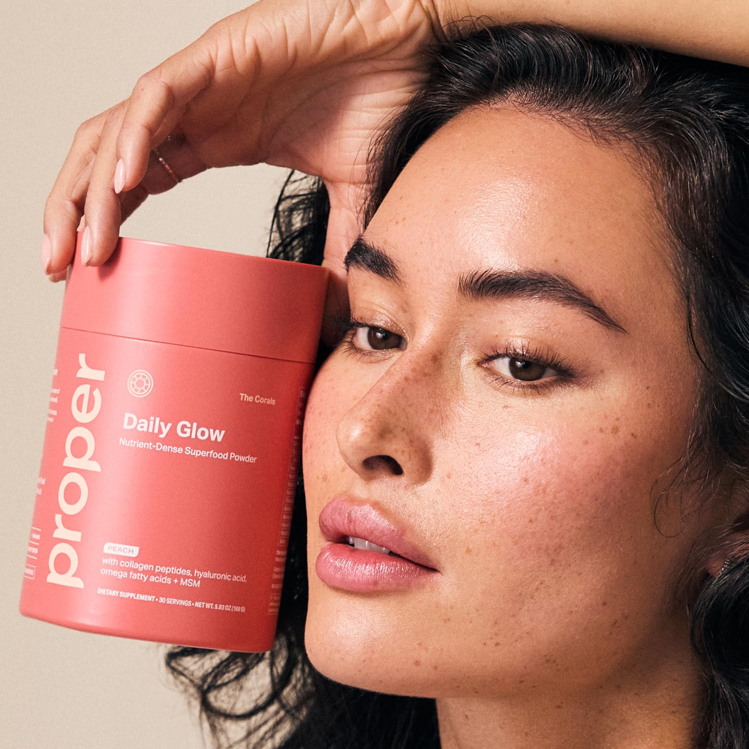 Proper, The Corals Daily Glow Beauty Blend - Nutrient Dense Superfood Powder with Collagen Peptides, Hyaluronic Acid Powder, Vitamin C, and MSM. Hair, Skin, Nail Vitamin Supplement for Women & Men Proper uk supplements