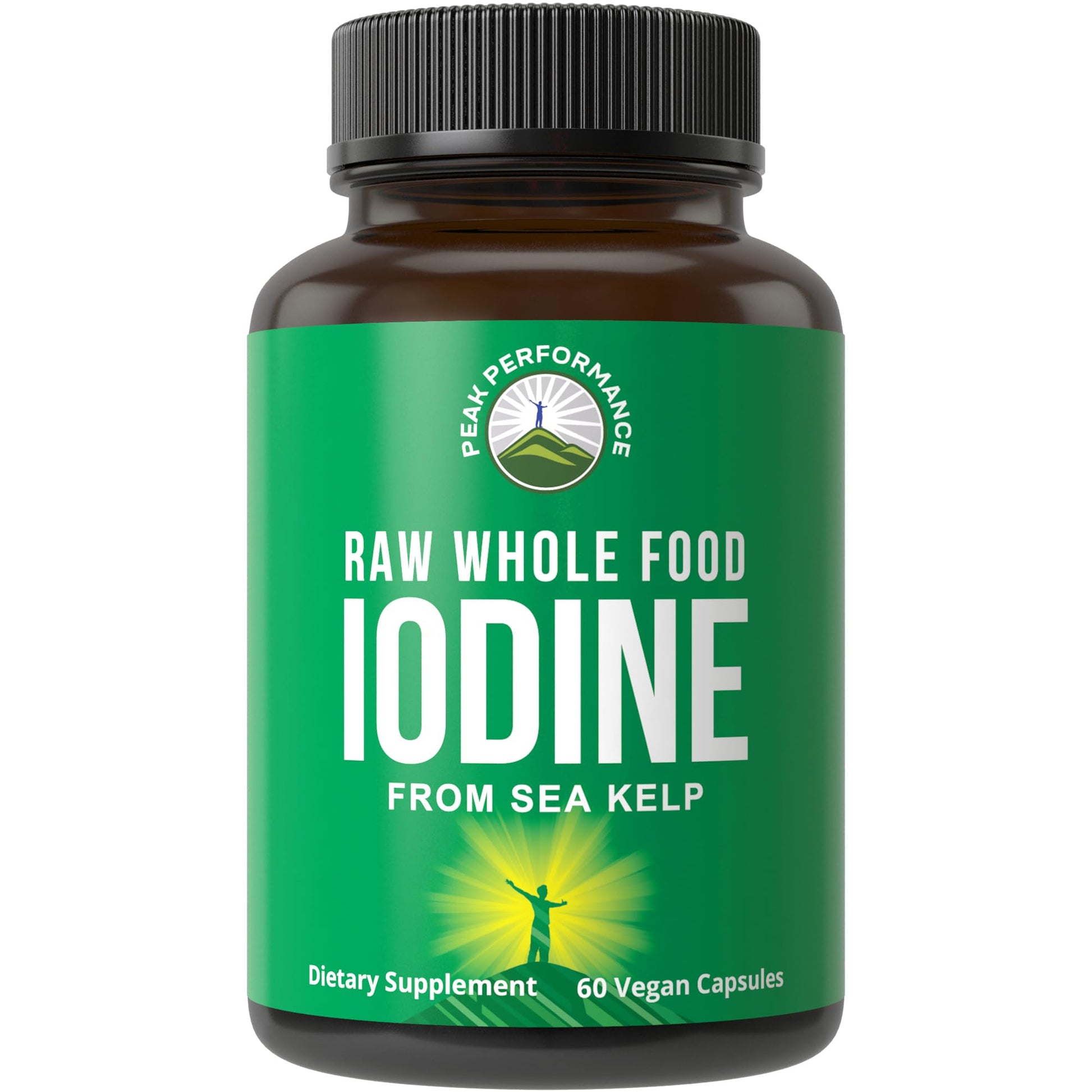 Raw Whole Food Iodine Supplement from Organic Kelp (Ascophyllum Nodosum) by Peak Performance. Potassium Iodide Support Tablets. for Metabolism, Energy, and Immune. 60 Vegan Capsules, Pills. Peak Performance uk supplements