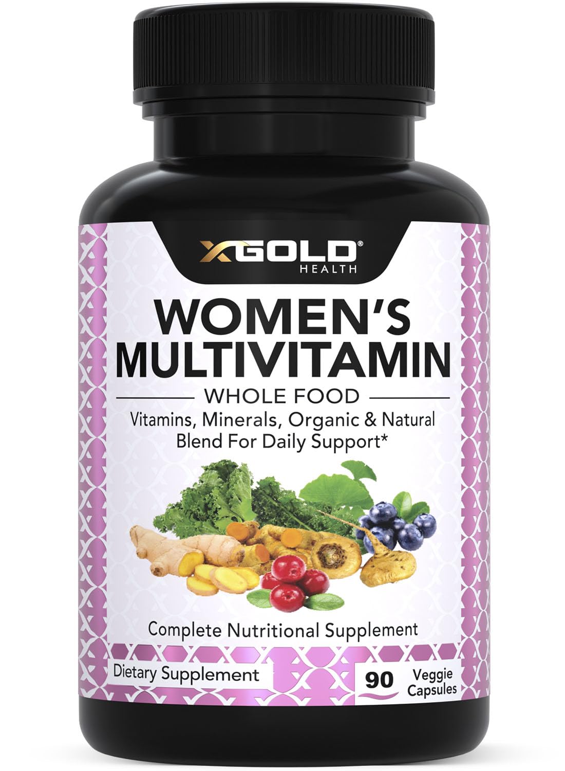 Vegan Women's Daily Multivitamin 50 Plus with Organic WholeFood Based Natural Ingredients, Ginger, Maca, Multi-Vitamin B Complex & More X Gold Health uk supplements