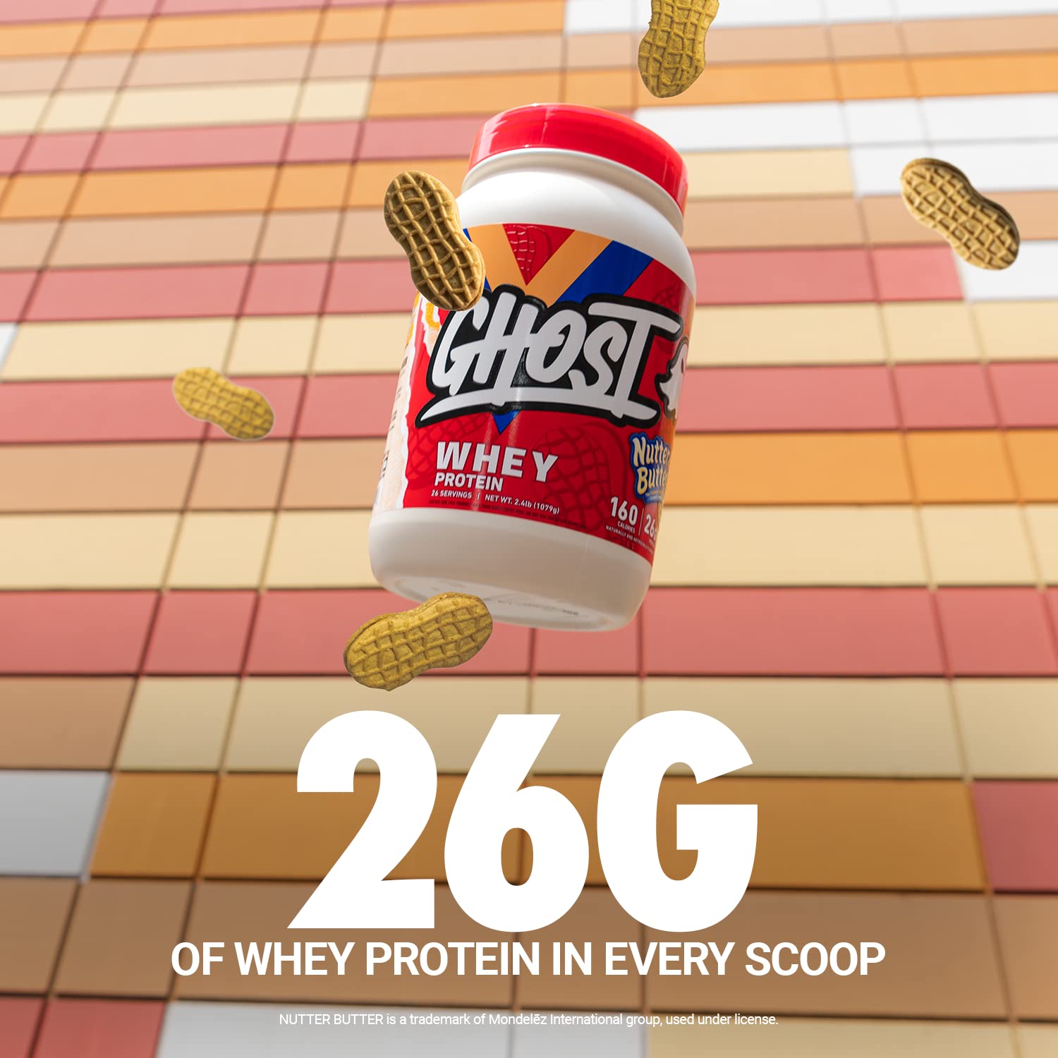 GHOST Whey Protein Powder, Nutter Butter - 2LB Tub, 26G of Protein - Peanut Butter GHOST uk supplements