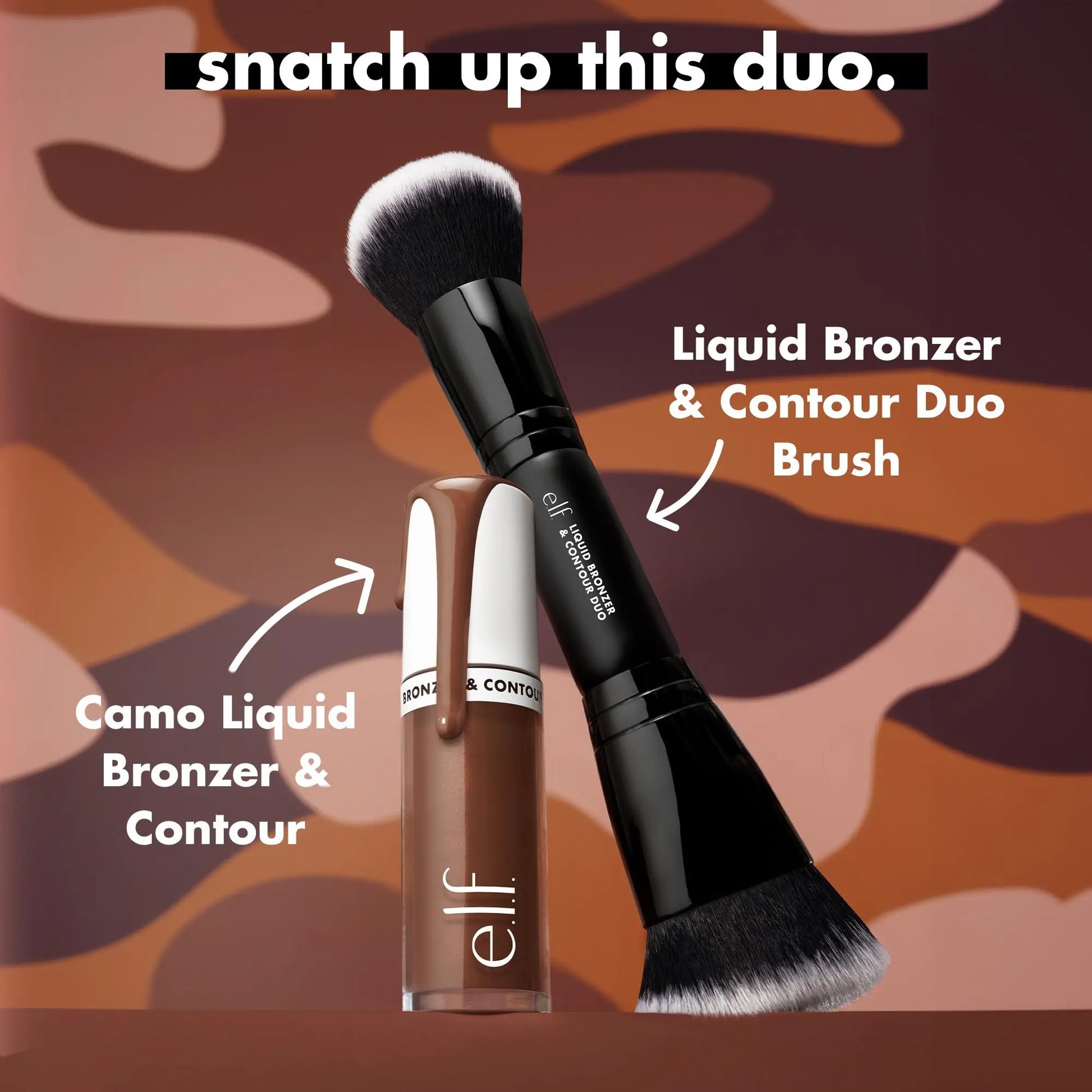 e.l.f. Liquid Bronzer & Contour Duo Brush, Silky Highly Pigmented Formula with Dual-ended Makeup Brush, Synthetic Bristles, 100% Vegan and Cruelty-Free e.l.f. uk supplements