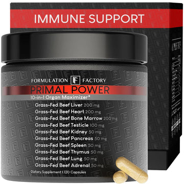 Formulation Factory Beef Liver Capsules - 10-in-1 Primal Powder Beef Organ Supplement for Men & Women with Bone Marrow & Beef Testicle - Grass Fed Ancestral Health - 120 Capsules, 2 Month Supply Formulation Factory uk supplements