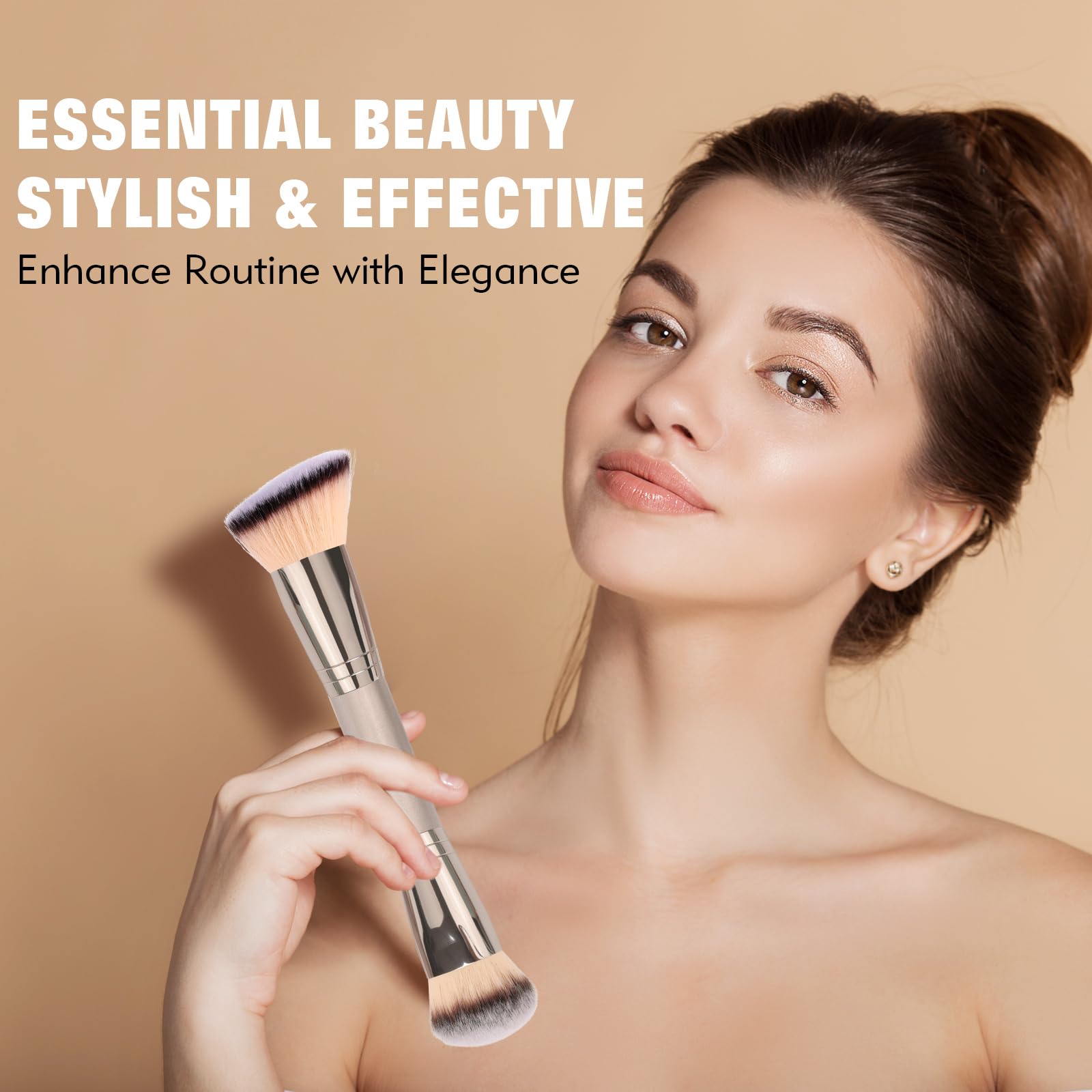 Dual-Ended Foundation Brush: Round & Angled Pro-Grade makeup brushes, 100% Vegan Synthetic Makeup Brush for Flawless Blending and Application of Liquid, Powder, Cream, Blush dpolla uk supplements