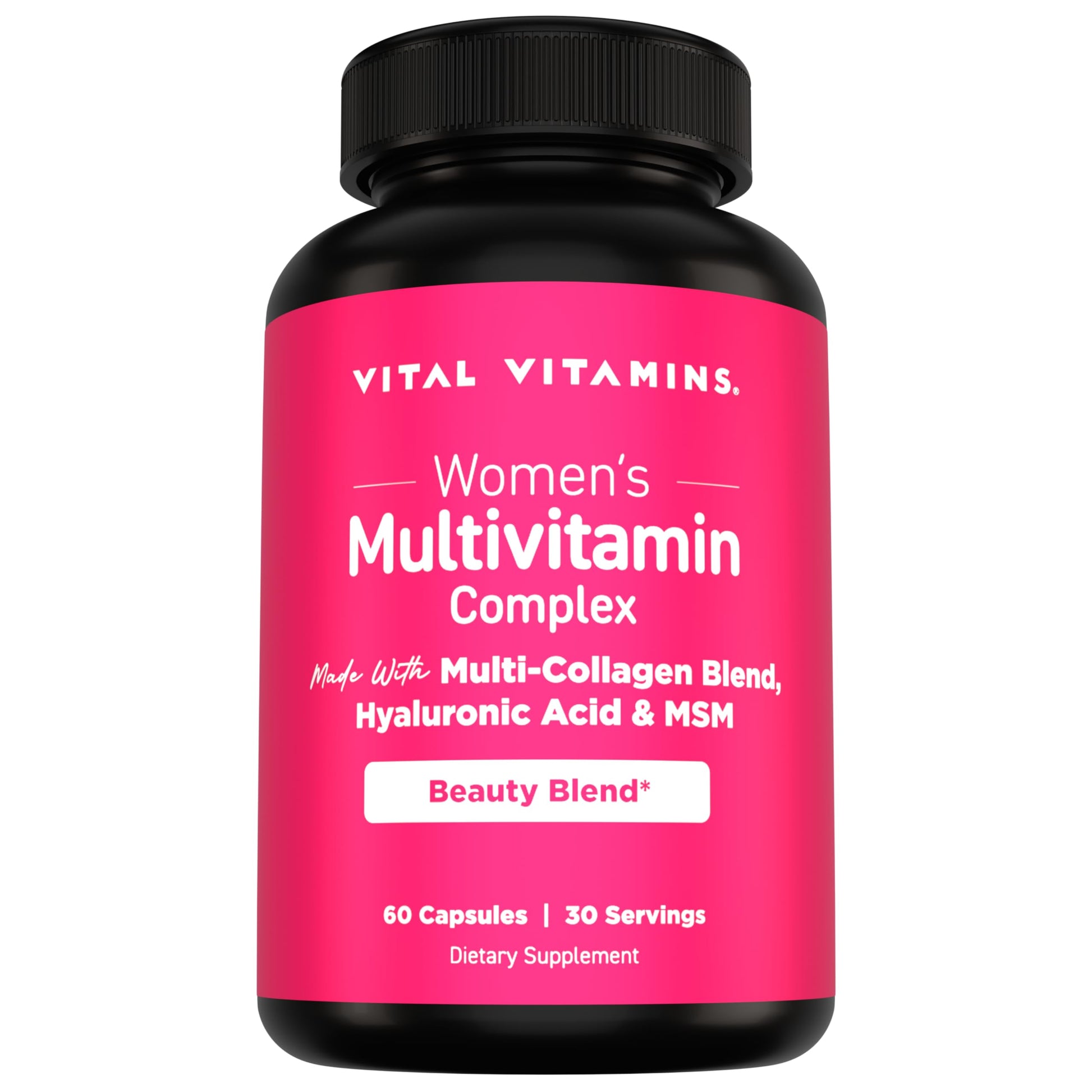 Vital Vitamins Women's Multivitamin Complex - Made with Multi-Collagen Blend, Hyaluronic Acid, & MSM - Beauty Multivitamins - with Vitamin A, C, E, B6, B12, D3-60 Capsules Vital Vitamins uk supplements