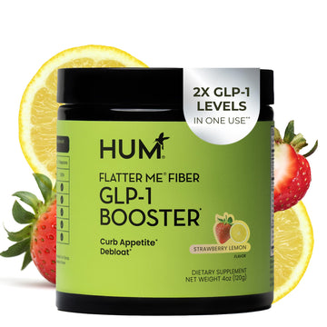 HUM Flatter Me Fiber Supplement for Women & Men, Prebiotics & Digestive Enzymes to Support Weight & Bloating, Digestive & Gut Health, Fiber Powder Drink Mix, Strawberry Lemon - 10 Servings HUM uk supplements