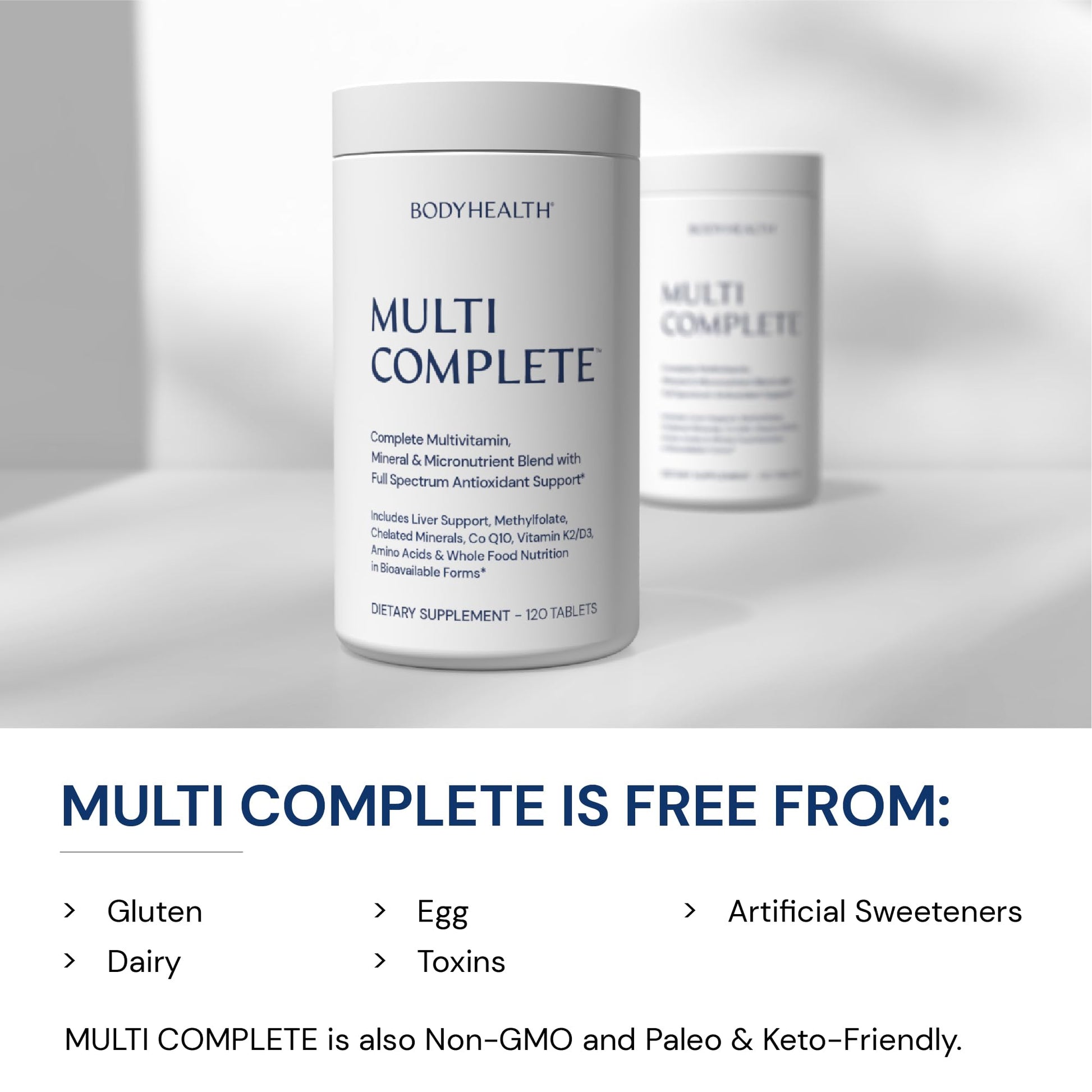 BodyHealth Multi Complete (120 Ct) Daily Multivitamin for Men and Women with Whole Foods, Minerals, Antioxidants, Organic Green Food Concentrates, and Liver Detox Extracts, Non GMO BodyHealth uk supplements