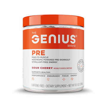 The Genius Brand Genius Pre - Clean Pre-Workout Powder for Energy, Focus & Fitness Support - No Artificial Flavors, Preservatives, or Proprietary Blends - Non-GMO - 20 Servings - Sour Cherry The Genius Brand uk supplements