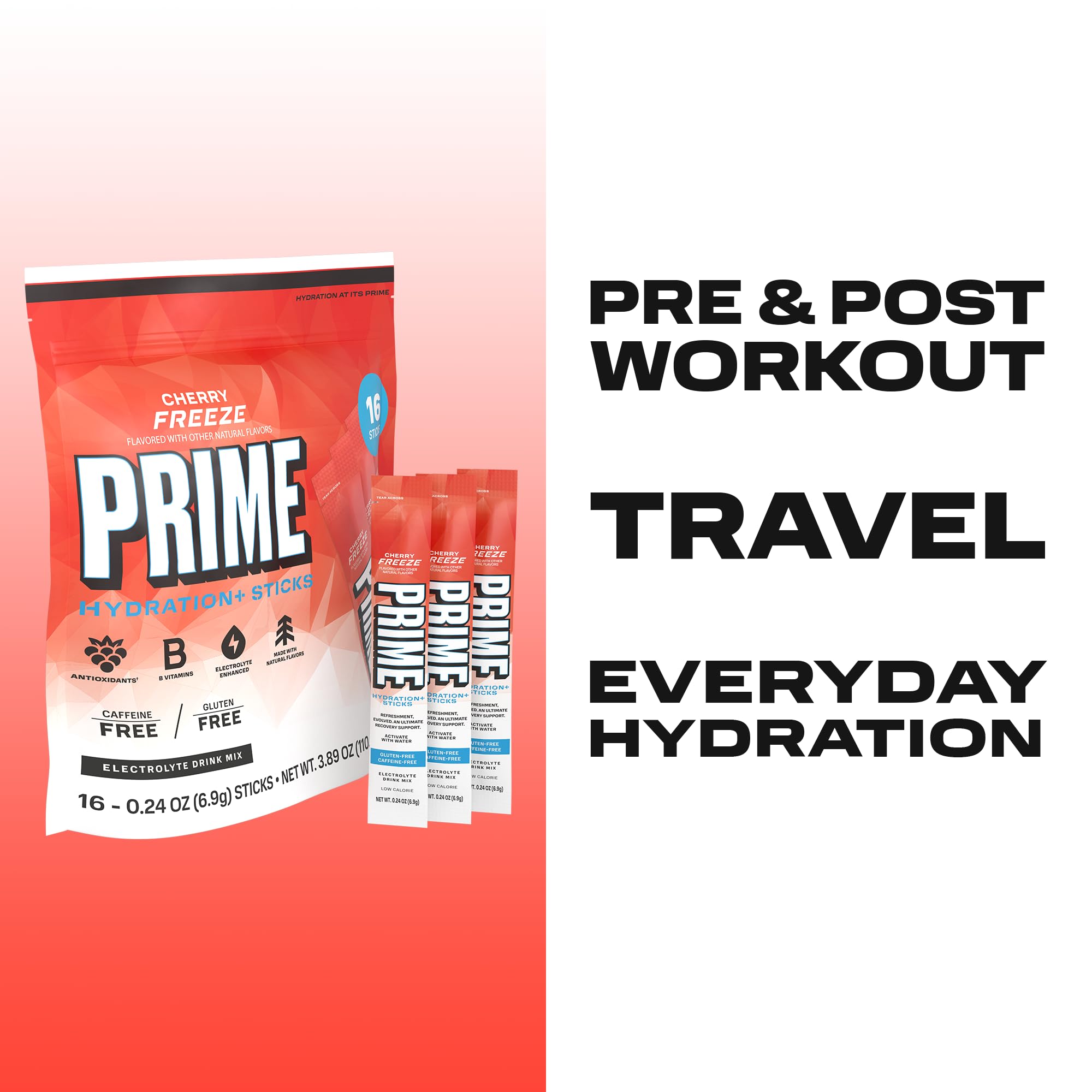 PRIME HYDRATION+ Electrolyte Powder Sticks, Cherry Freeze, Sugar Free Hydration Drink Mix with Potassium, Magnesium & B Vitamins PRIME HYDRATION uk supplements